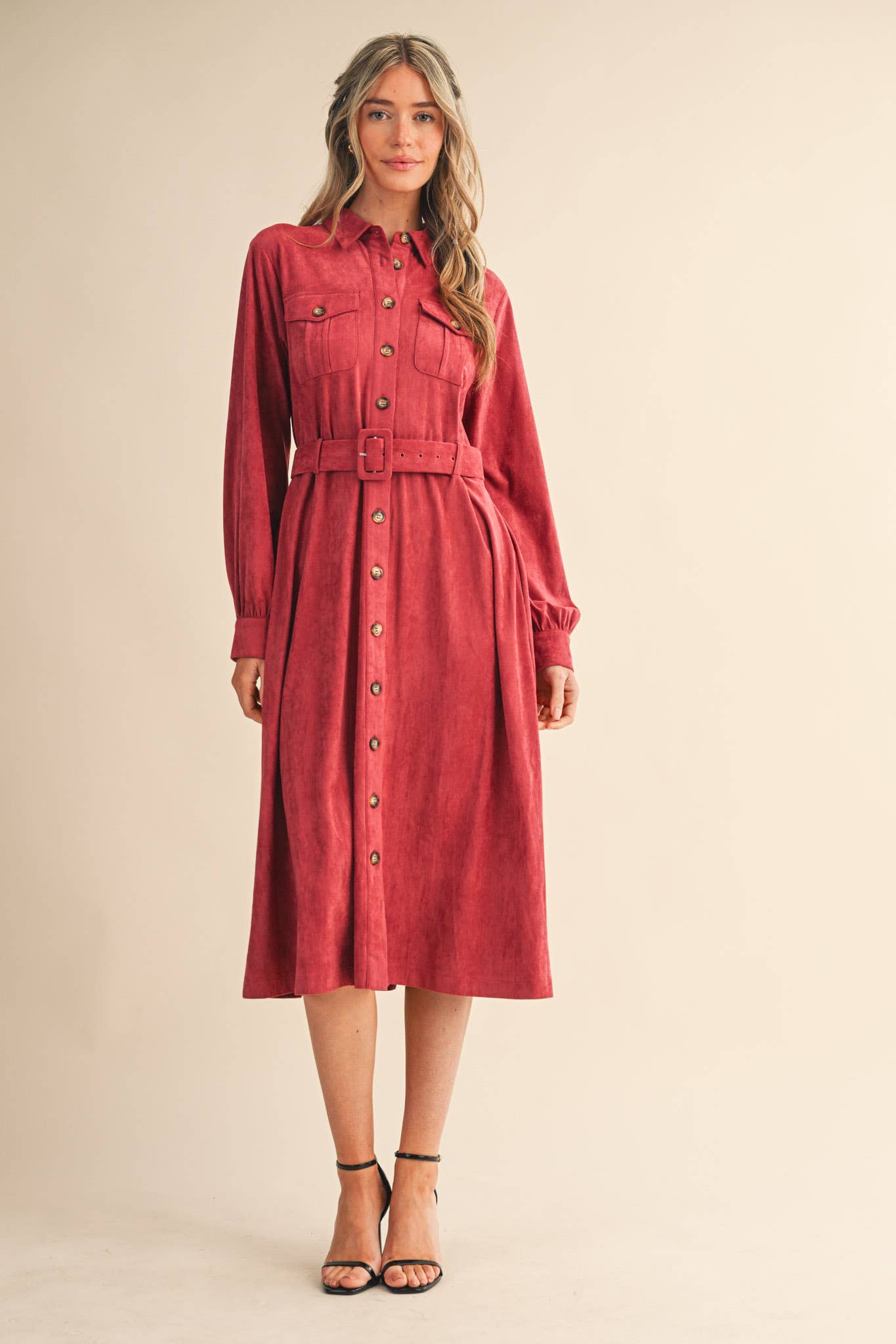 SUEDE SHIRT DRESS MDR4290 - Mainstream Boutique