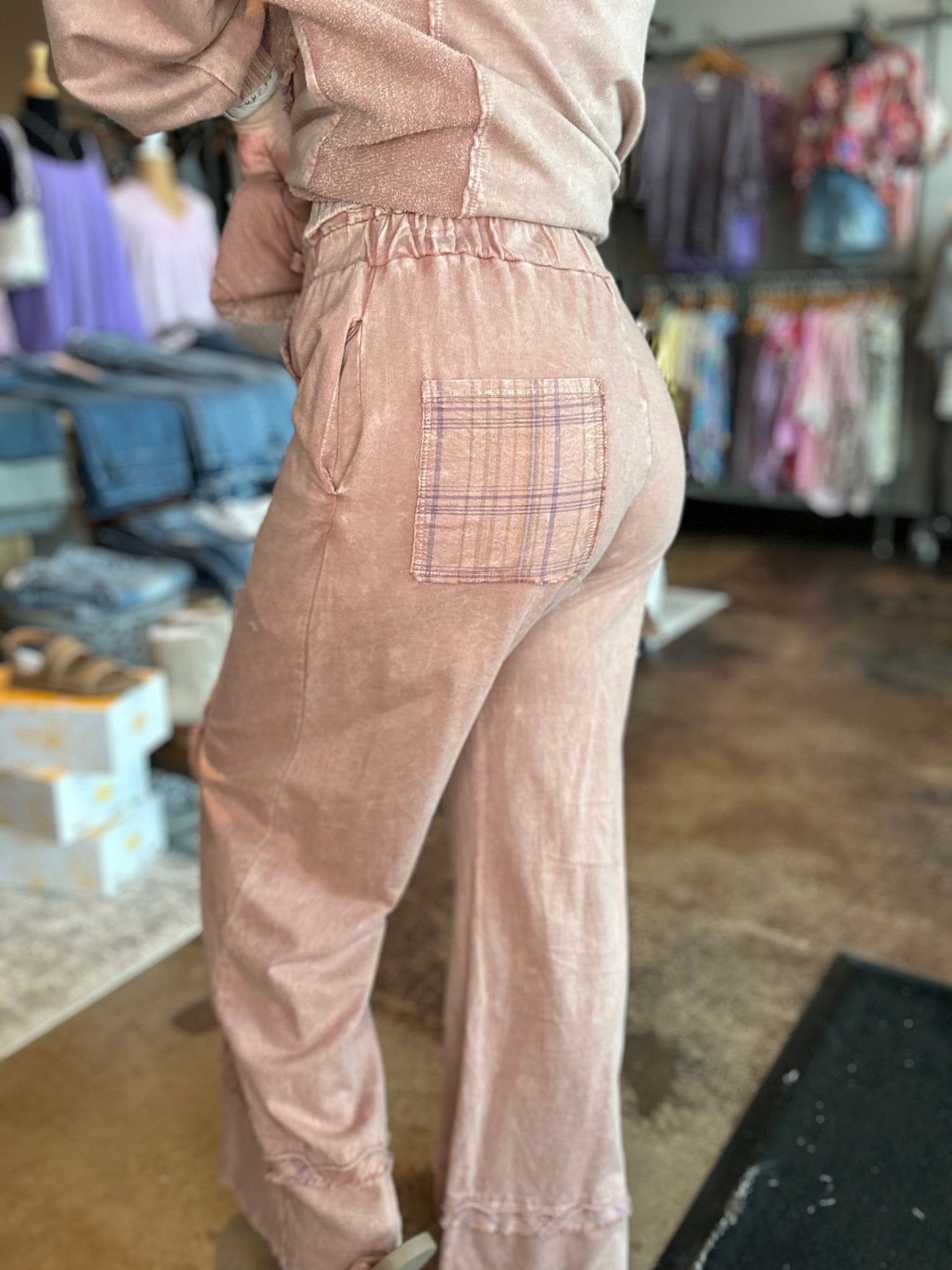 Plaid Outseam Wide Leg Pants - Mainstream Boutique