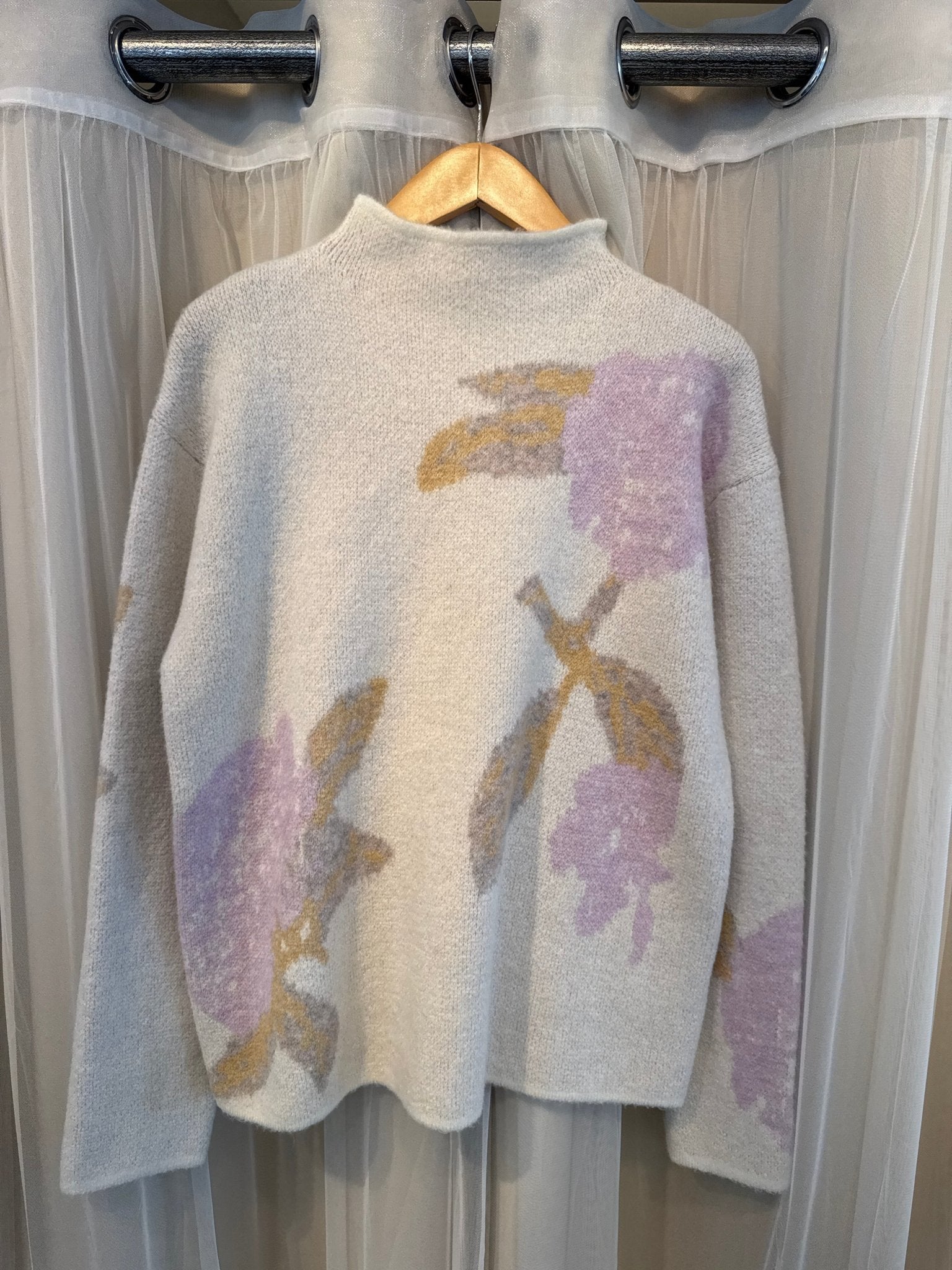 Floral Print Funnel Neck Sweater - HQ - Mainstream Boutique