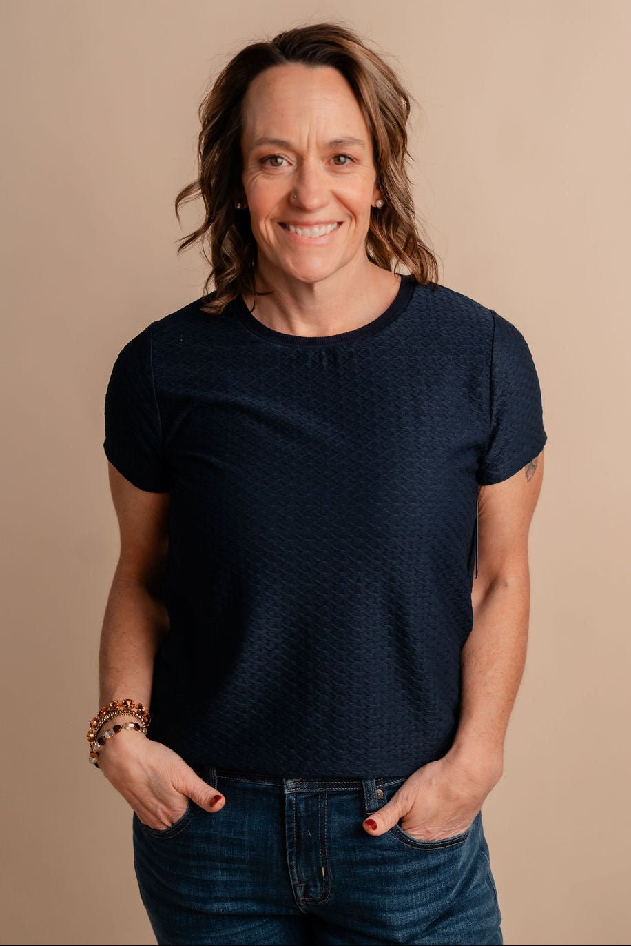 Crew Neck Tee W/ Rib Trim - Mainstream Boutique
