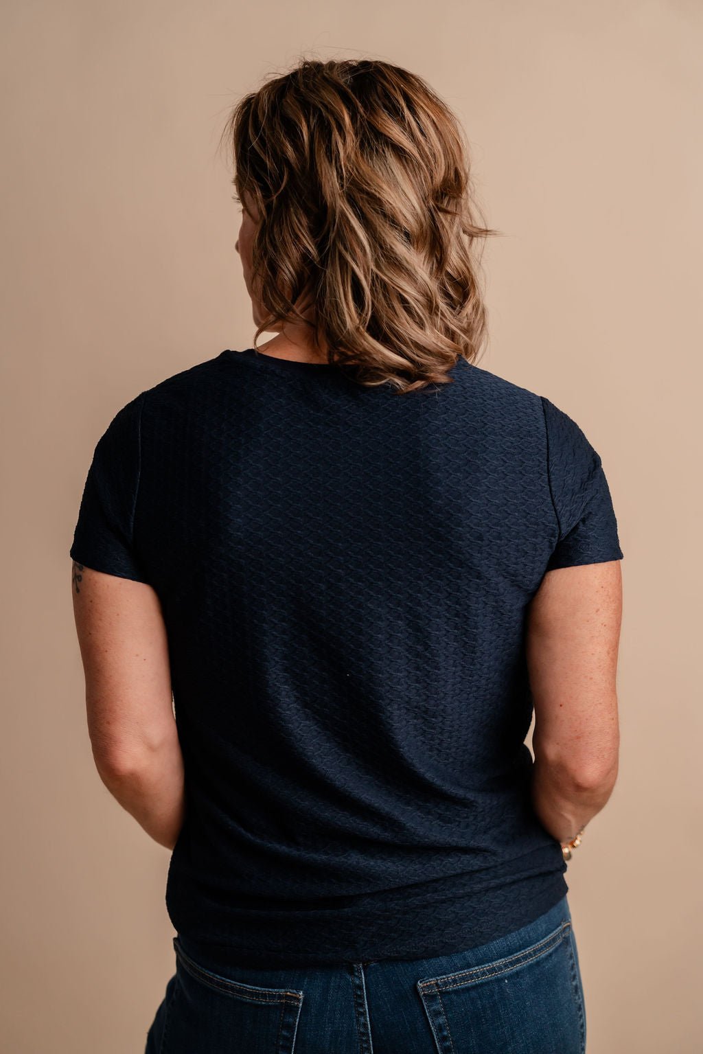 Crew Neck Tee W/ Rib Trim - Mainstream Boutique
