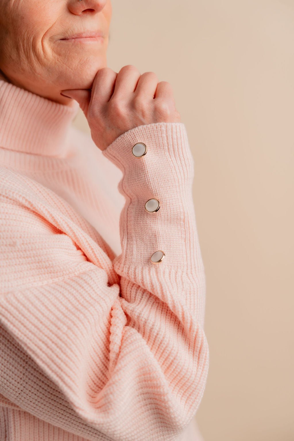 Turtle Neck Sweater W/ Button Detail - Mainstream Boutique
