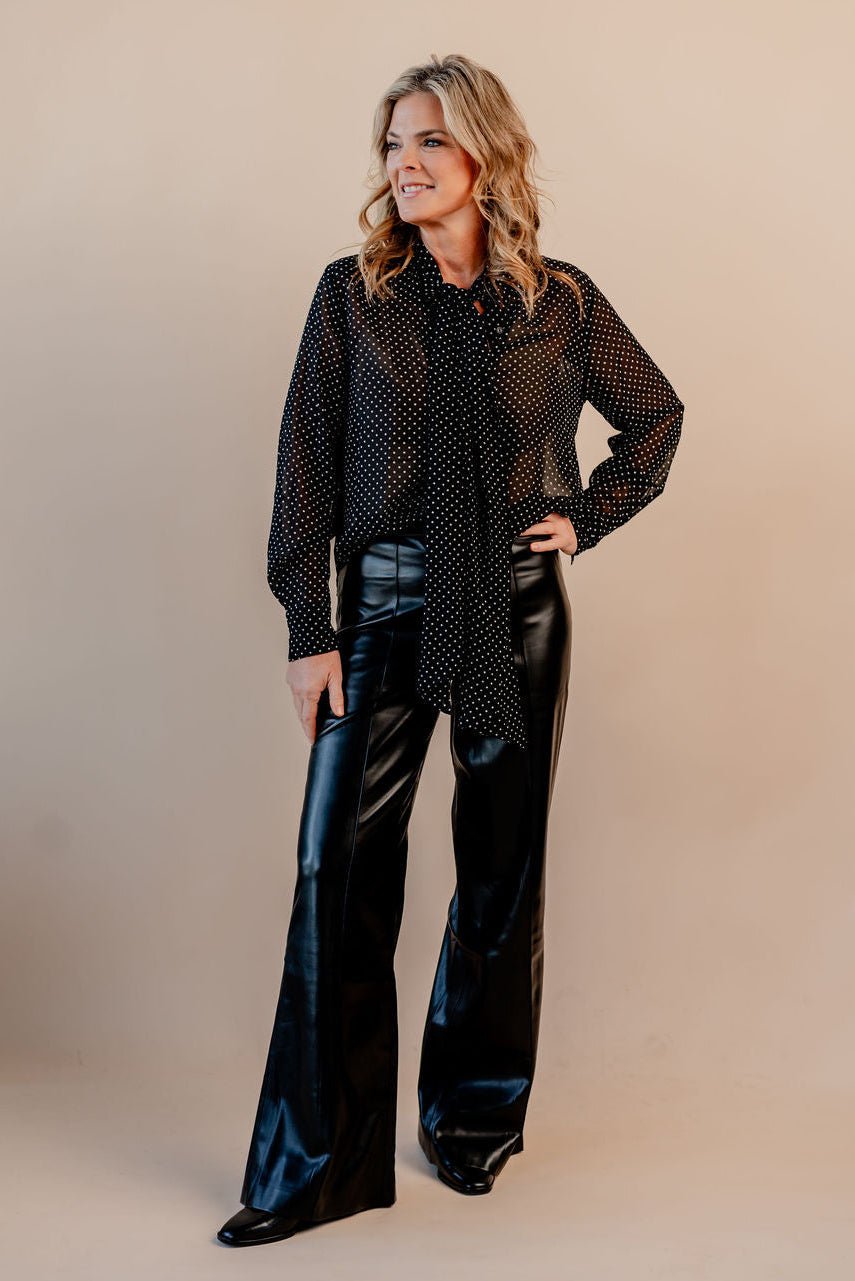 Polka Dot Neck Tie Top - Mainstream Boutique