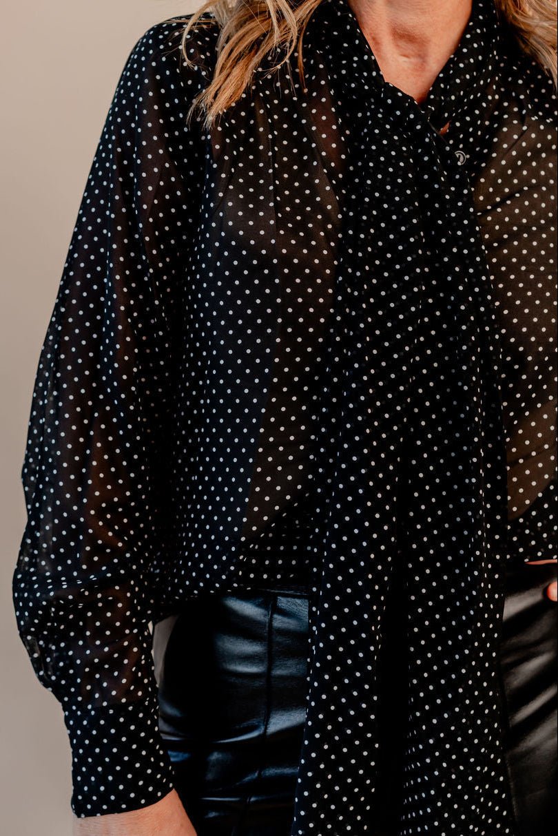 Polka Dot Neck Tie Top - Mainstream Boutique