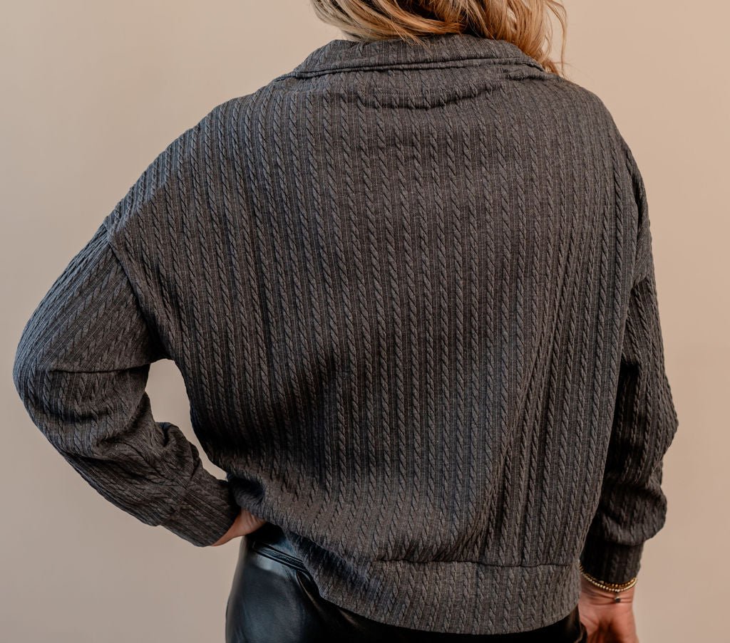 Cable Knit Sweater W/ Zipper - Mainstream Boutique