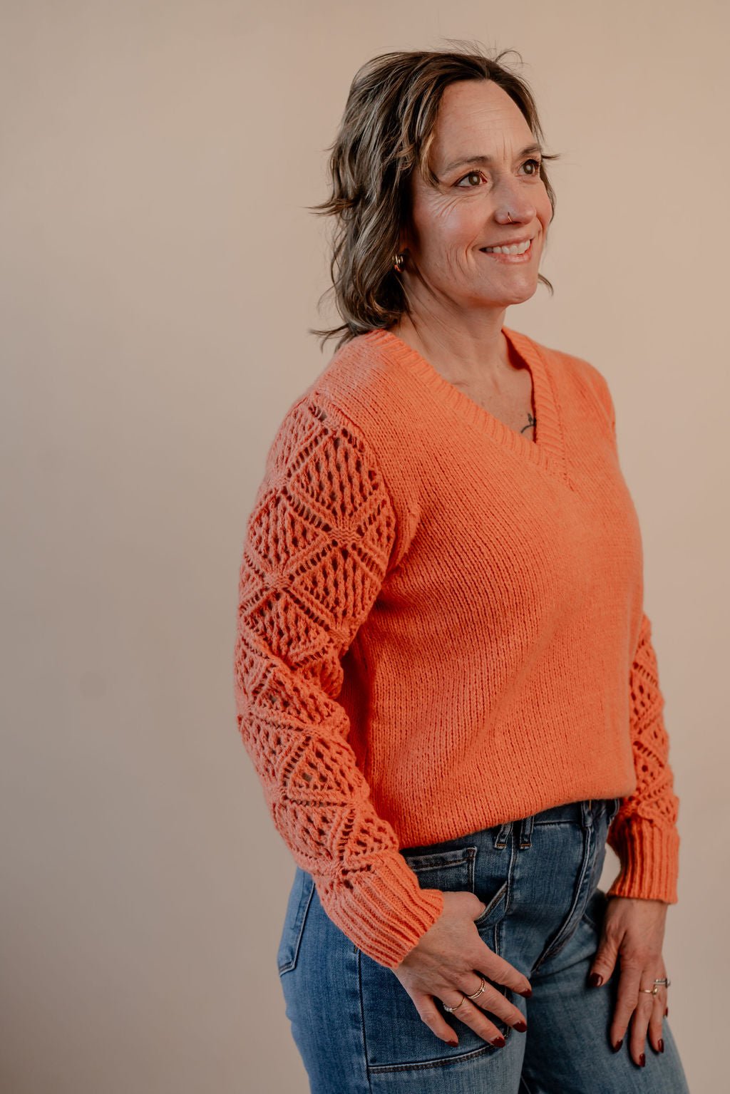 Long Sleeve Hollow Knitted Sweater - Mainstream Boutique
