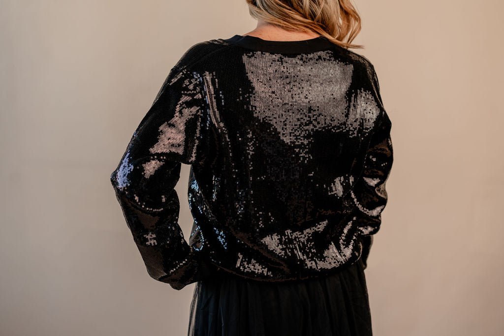 V - Neck Long Sleeve Sparkle Cardigan - Mainstream Boutique