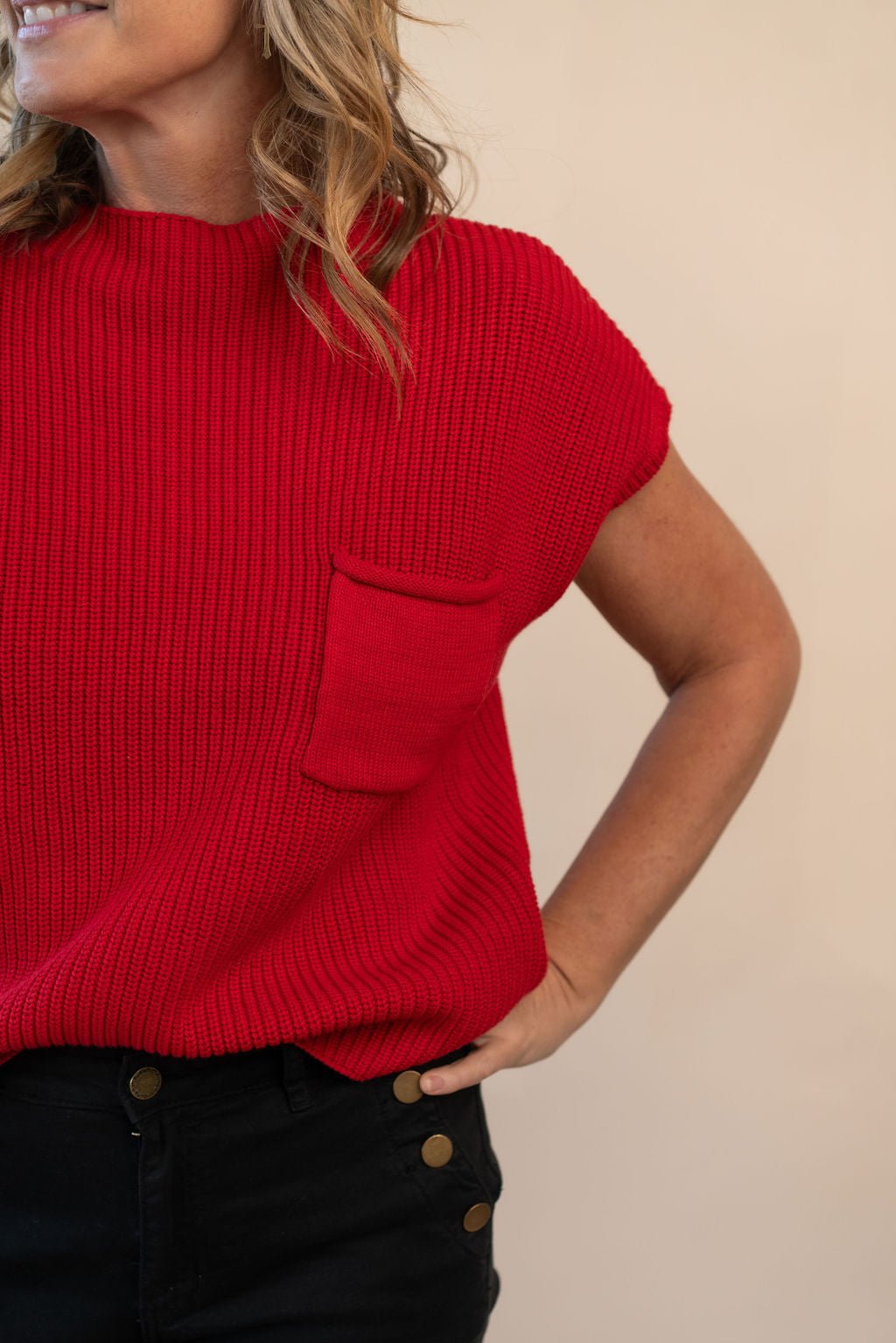 Mock Neck Short Sleeve Sweater - Mainstream Boutique