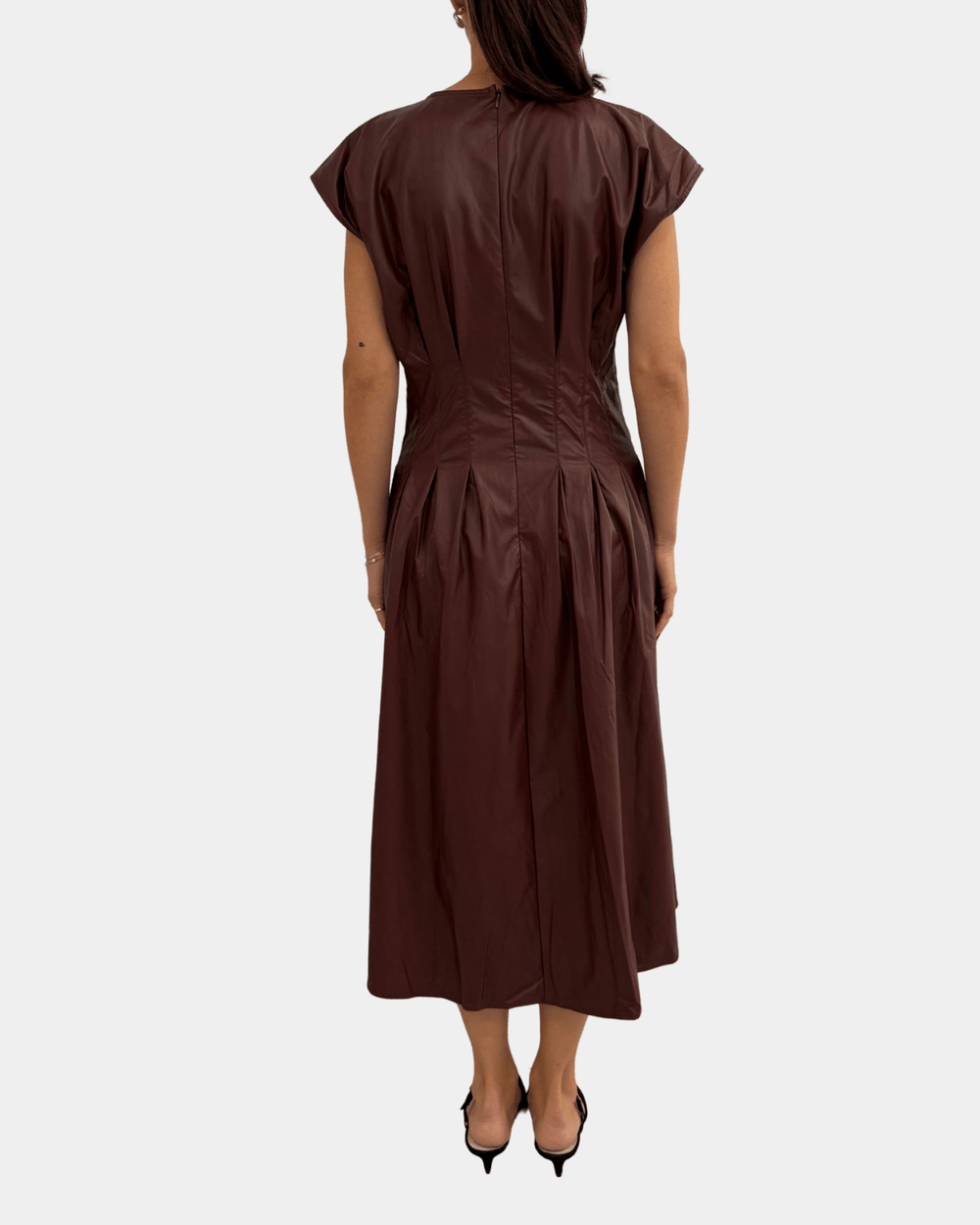 THML Sleeveless Leather Midi Dress - Burgundy - Mainstream Boutique