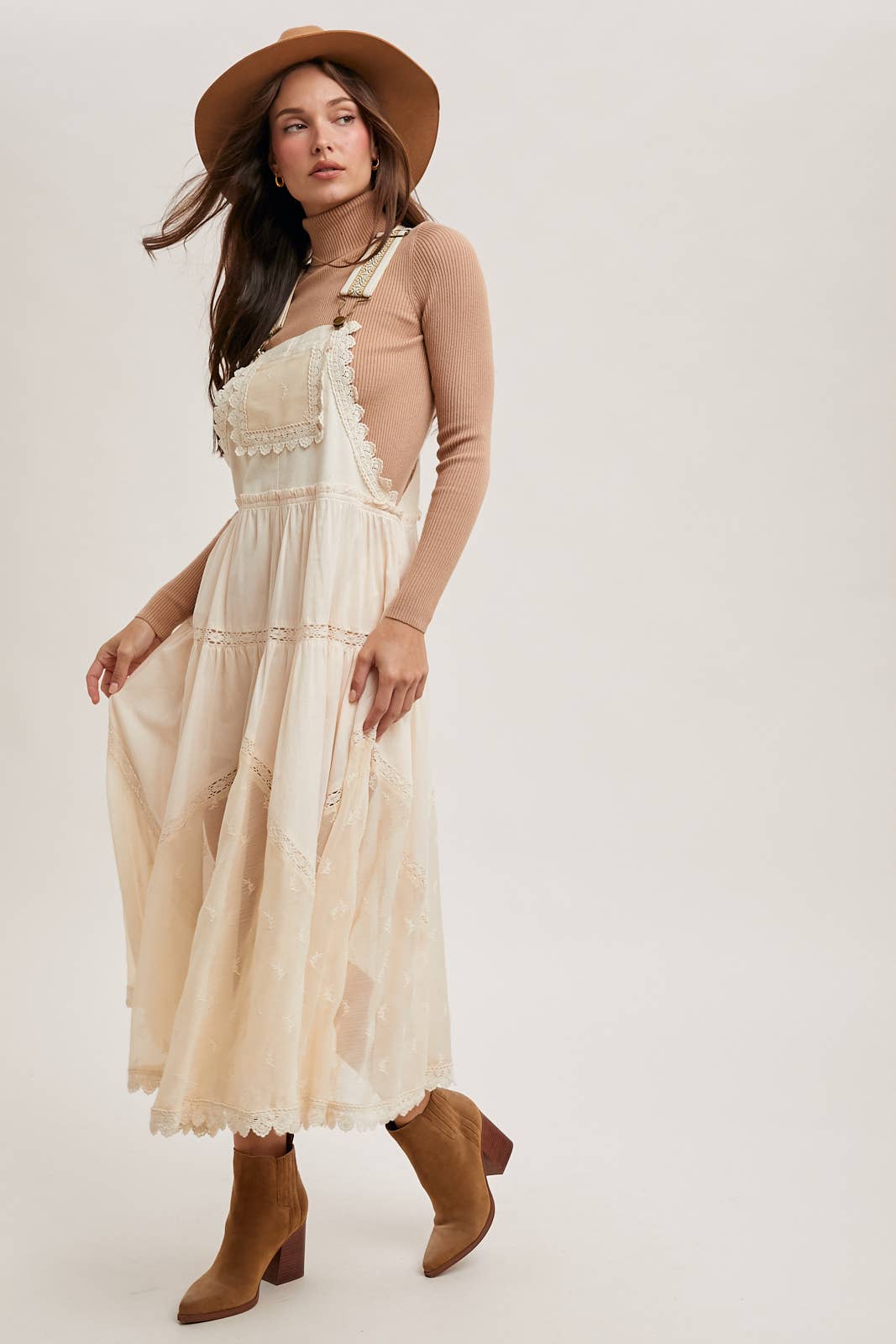LACE EMBROIDERED TULLE BIB MAXI DRESS - Mainstream Boutique