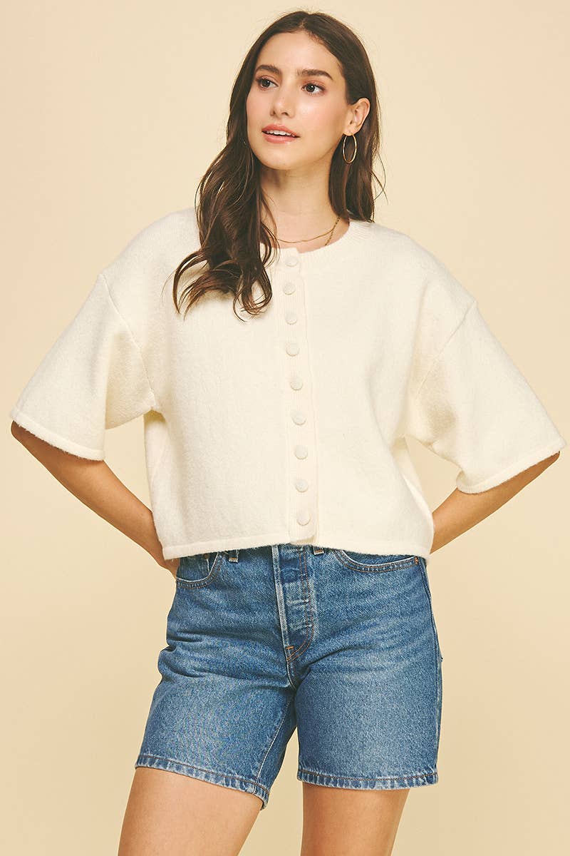 Off-White Button-Up short Sleeve Sweater