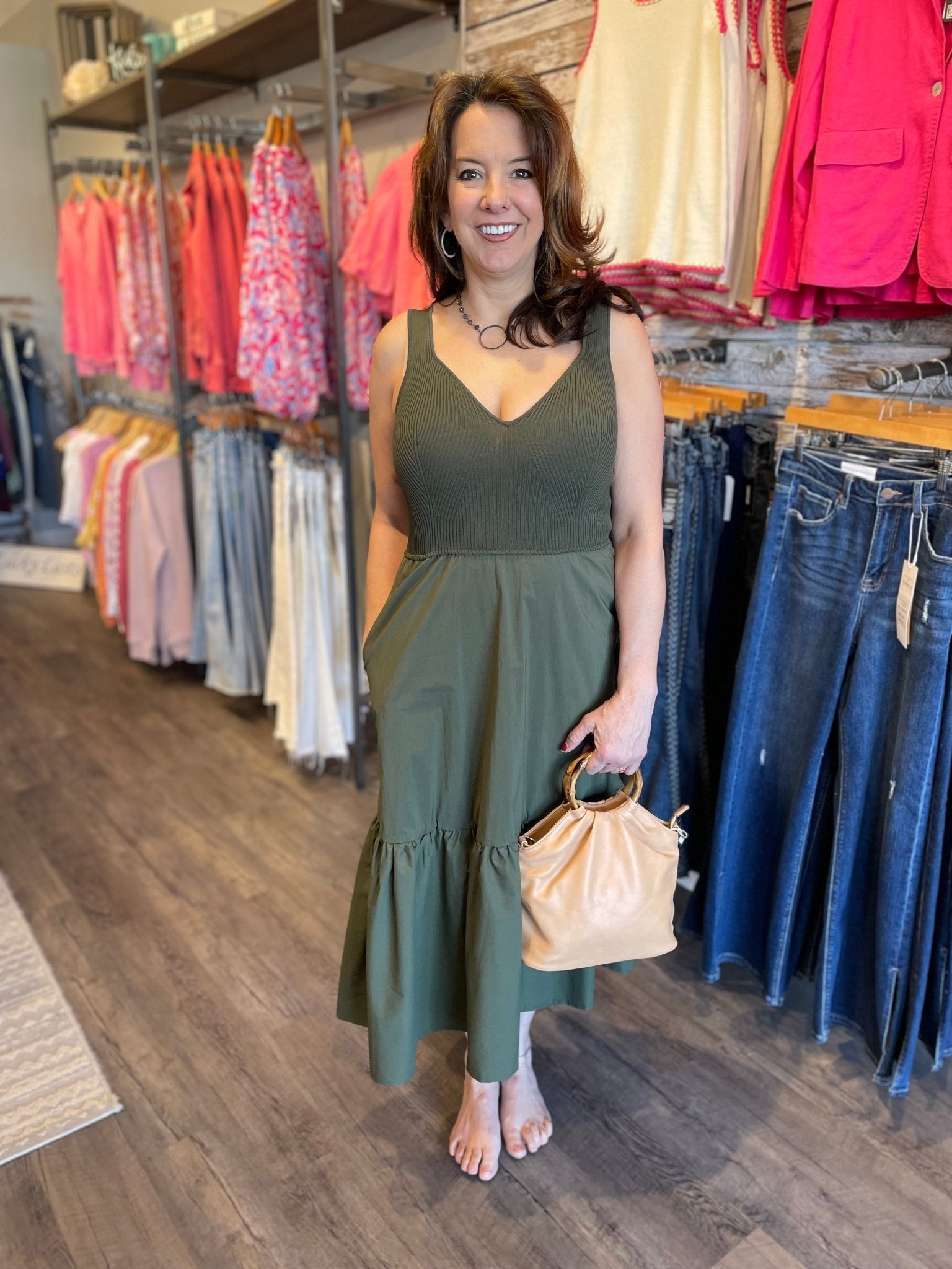 Mixed Media Midi Dress S24 - HQ - Mainstream Boutique