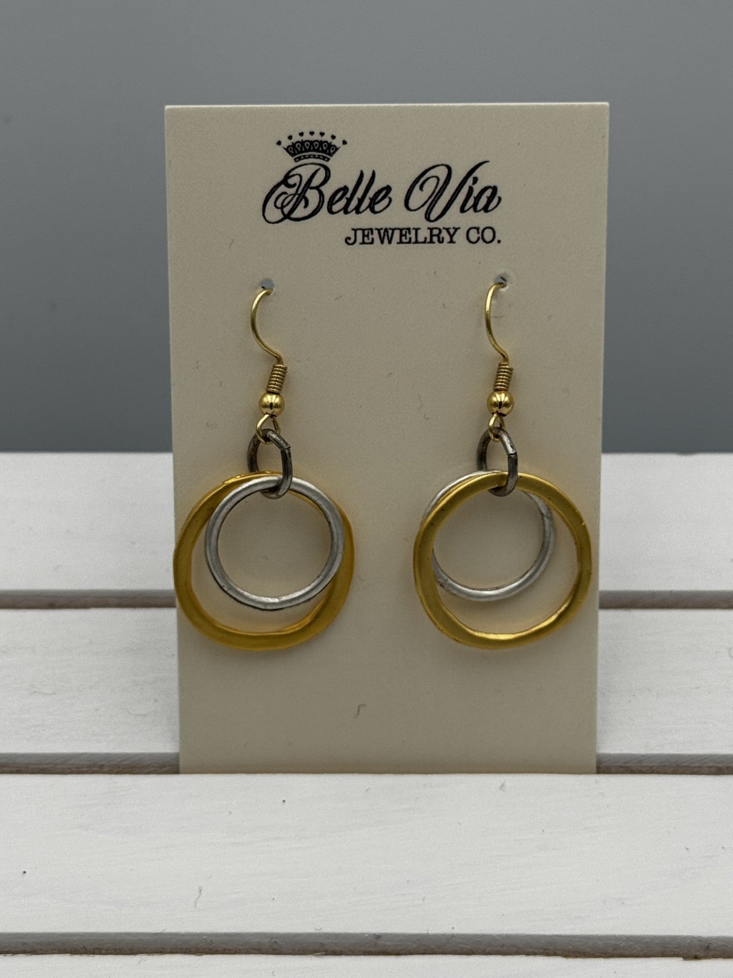Mixed Metal Double Hoops On French Wire - Mainstream Boutique