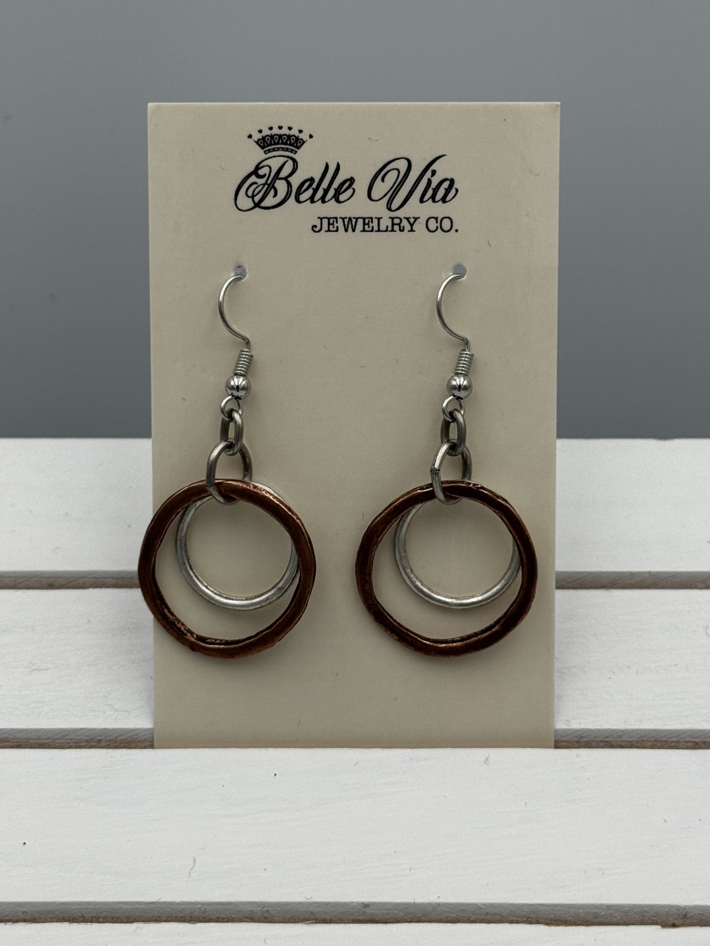 Mixed Metal Double Hoops On French Wire - Mainstream Boutique