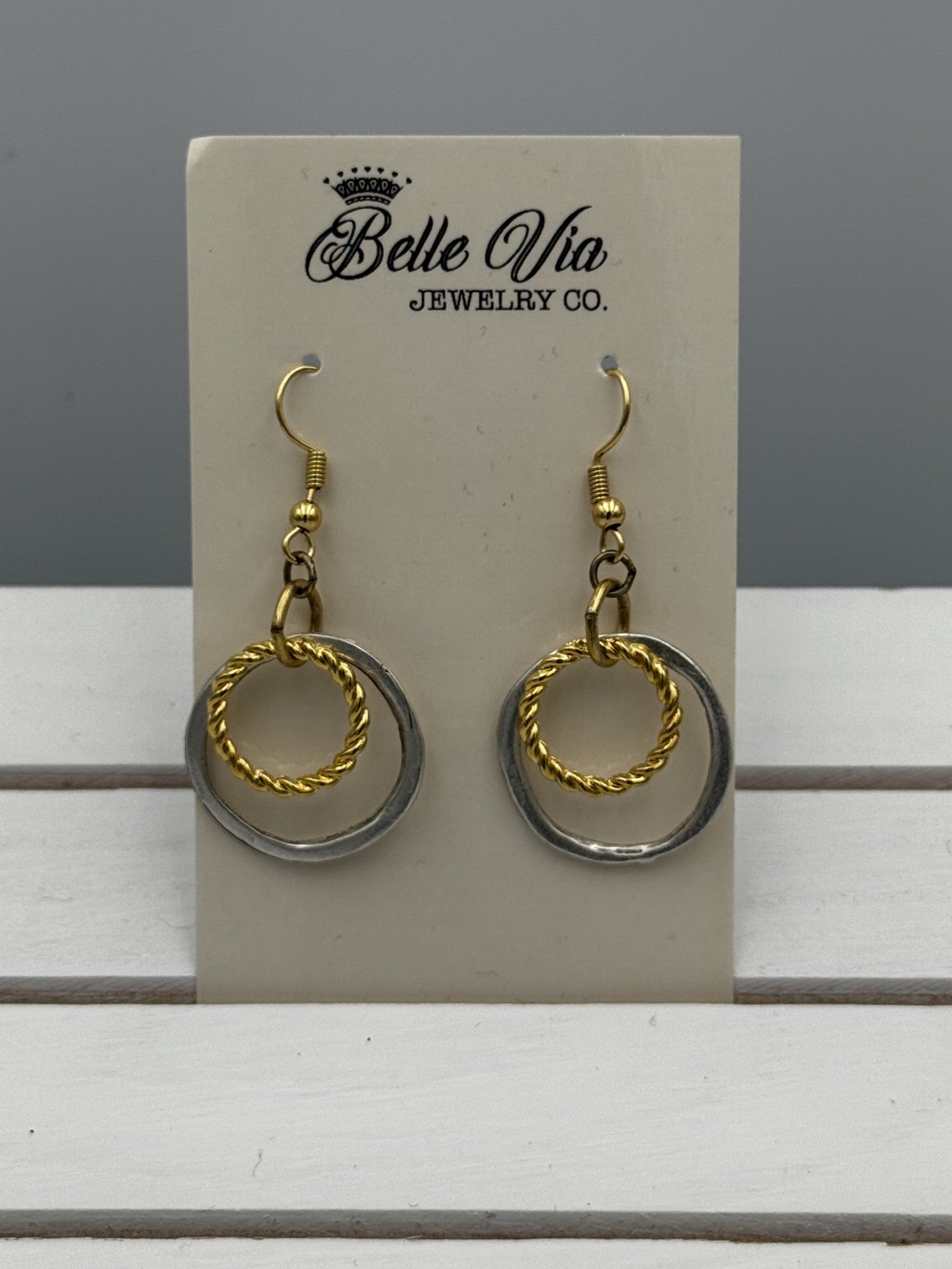 Mixed Metal Double Hoops On French Wire - Mainstream Boutique