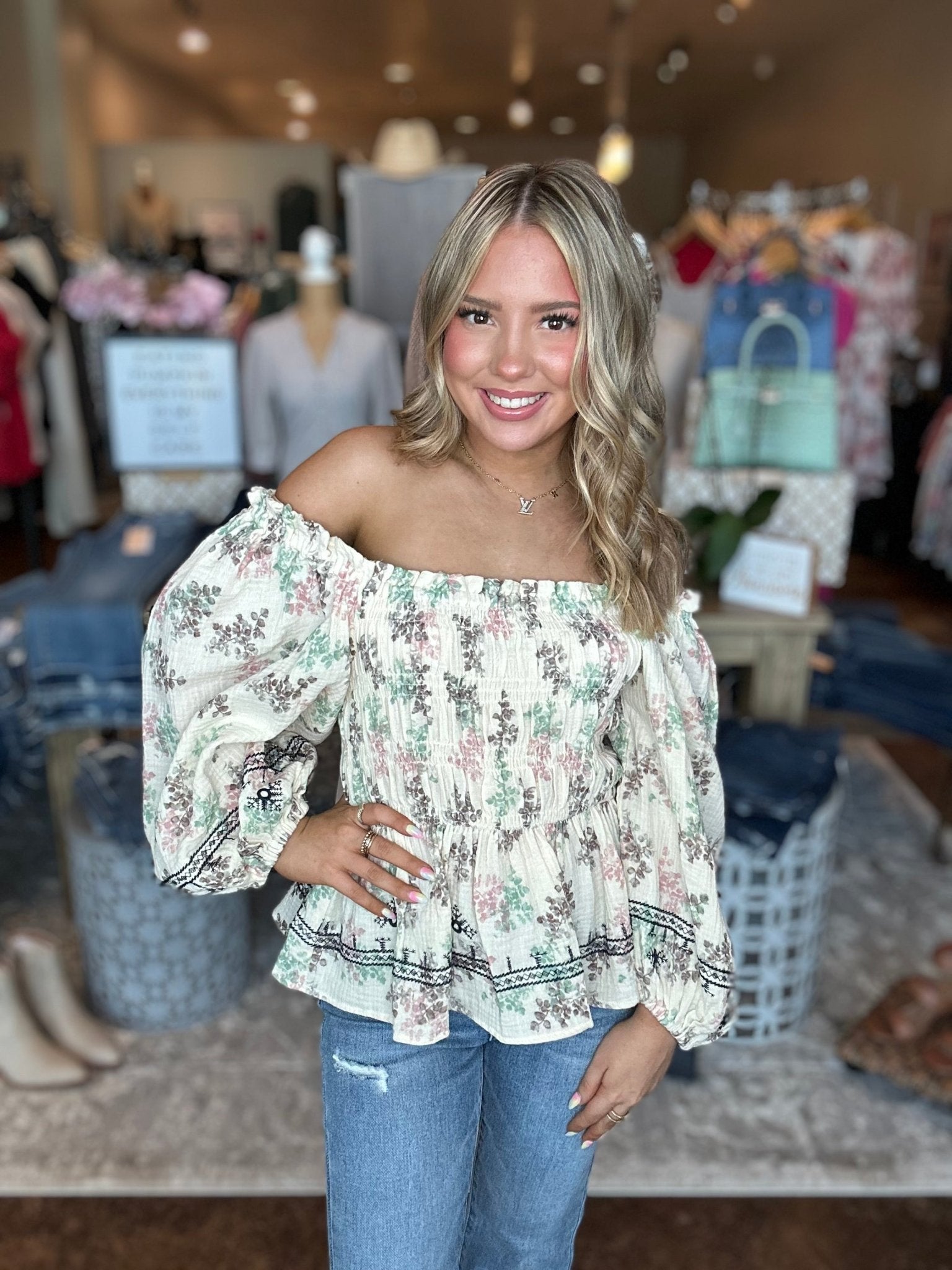 Floral Print Gauze Top - Mainstream Boutique