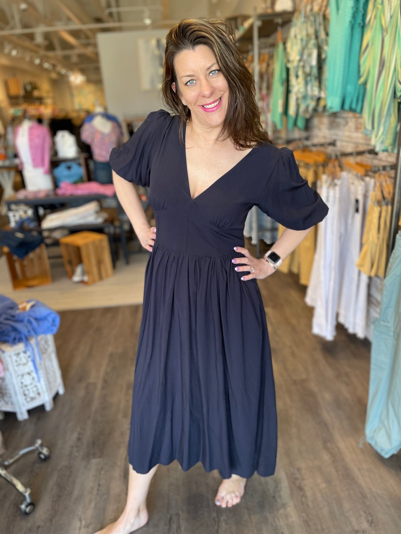 Puff SLV Midi Dress - Mainstream Boutique
