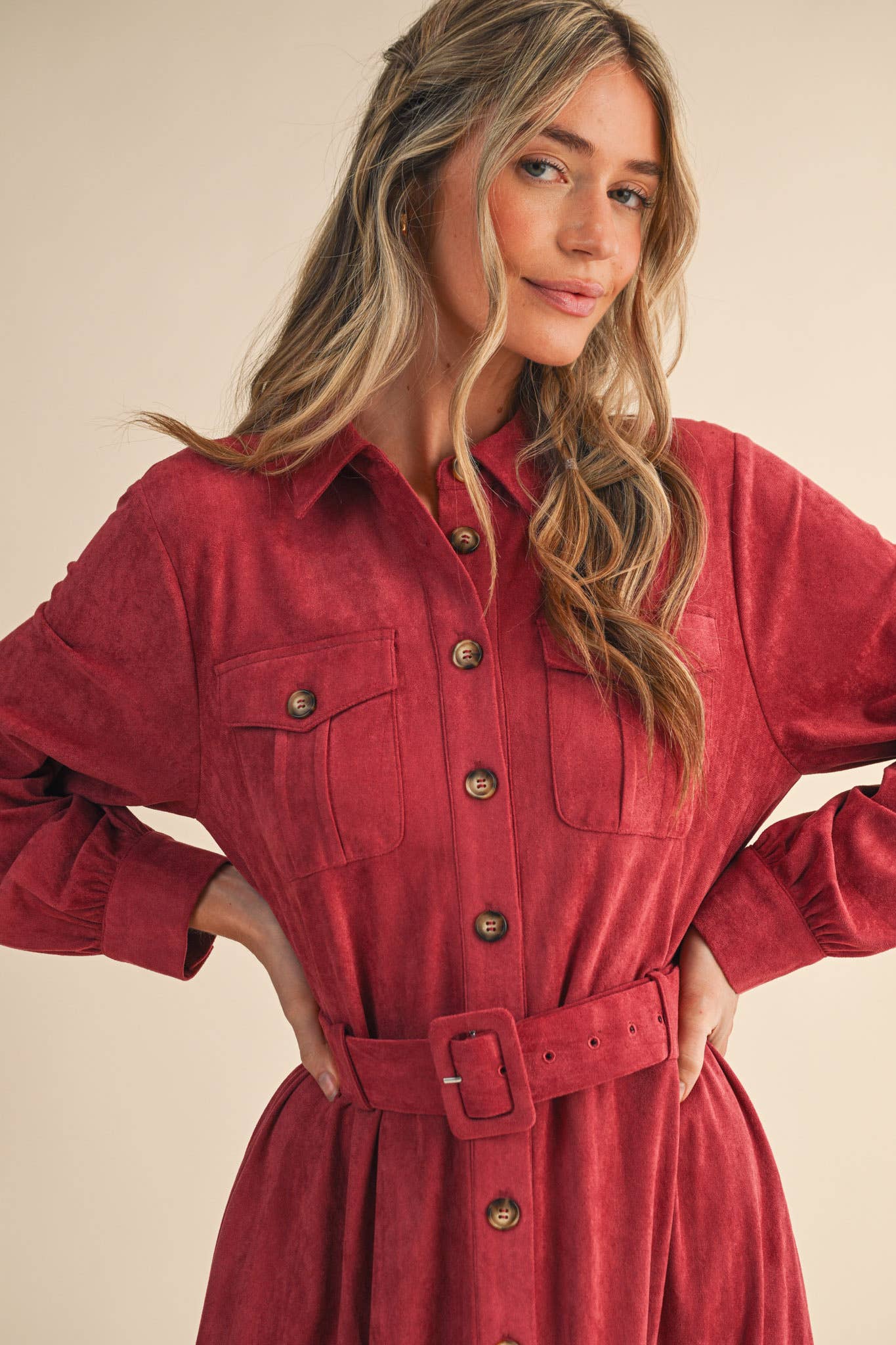 SUEDE SHIRT DRESS MDR4290 - Mainstream Boutique