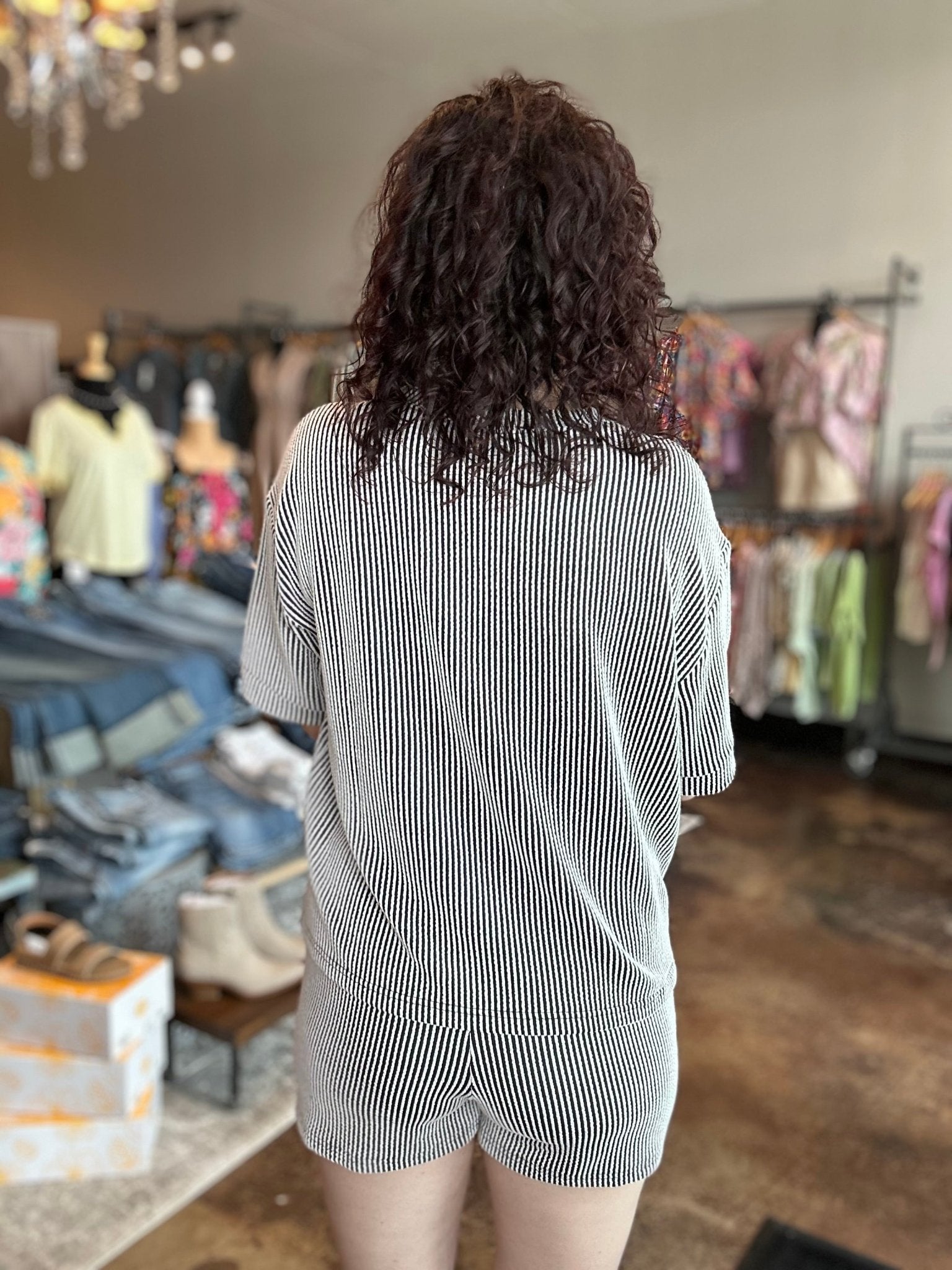 Ribbed Short Sleeve Tee & Shorts Set - Mainstream Boutique