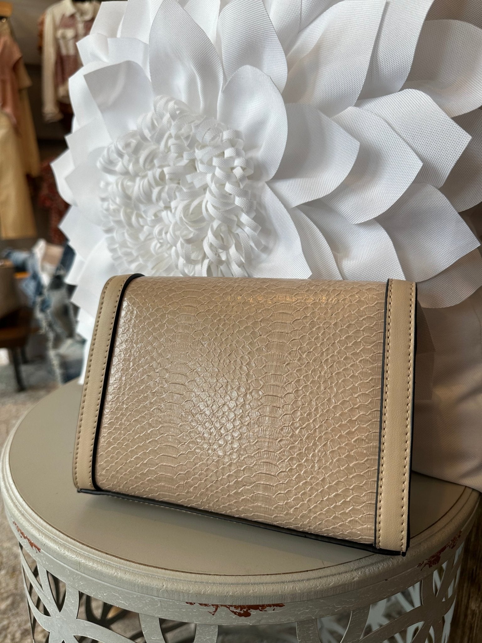 Snap‑Flap Snake Embossed Crossbody - Mainstream Boutique