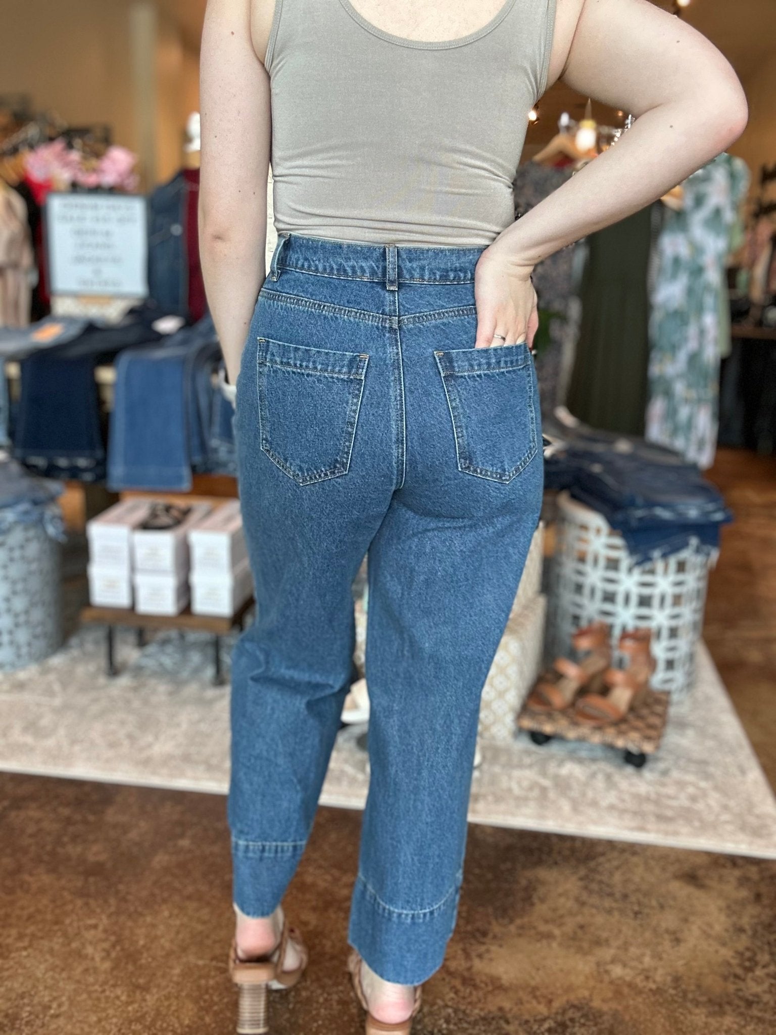 Patch Pocket Wide Leg Pants - Mainstream Boutique