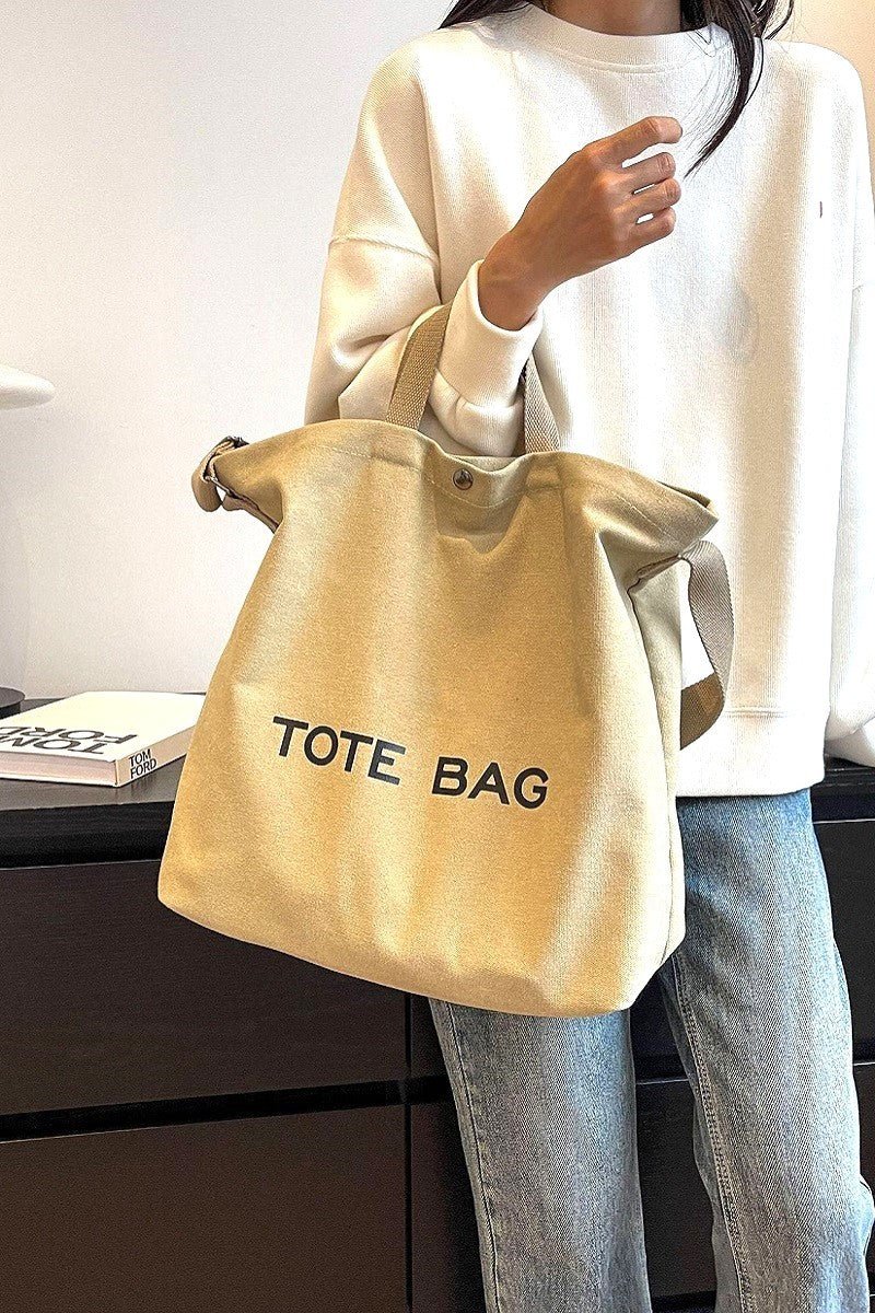 Canvas Shoulder Tote Bag - Mainstream Boutique