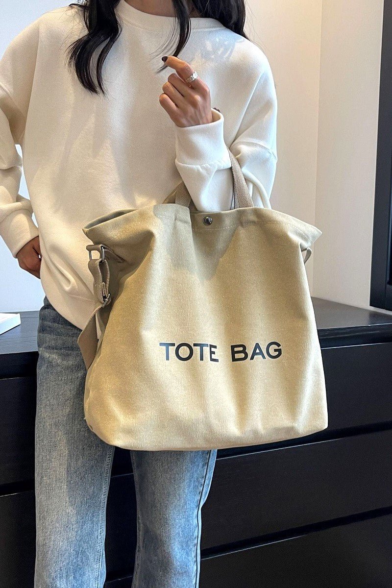 Canvas Shoulder Tote Bag - Mainstream Boutique