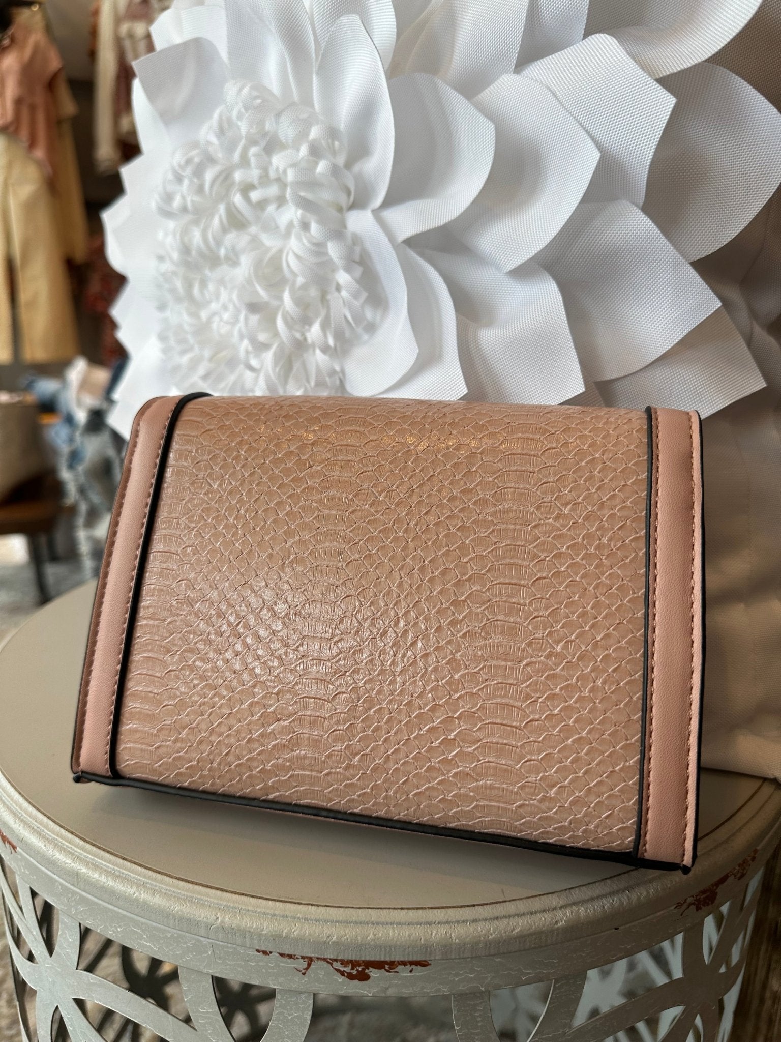 Snap‑Flap Snake Embossed Crossbody - Mainstream Boutique