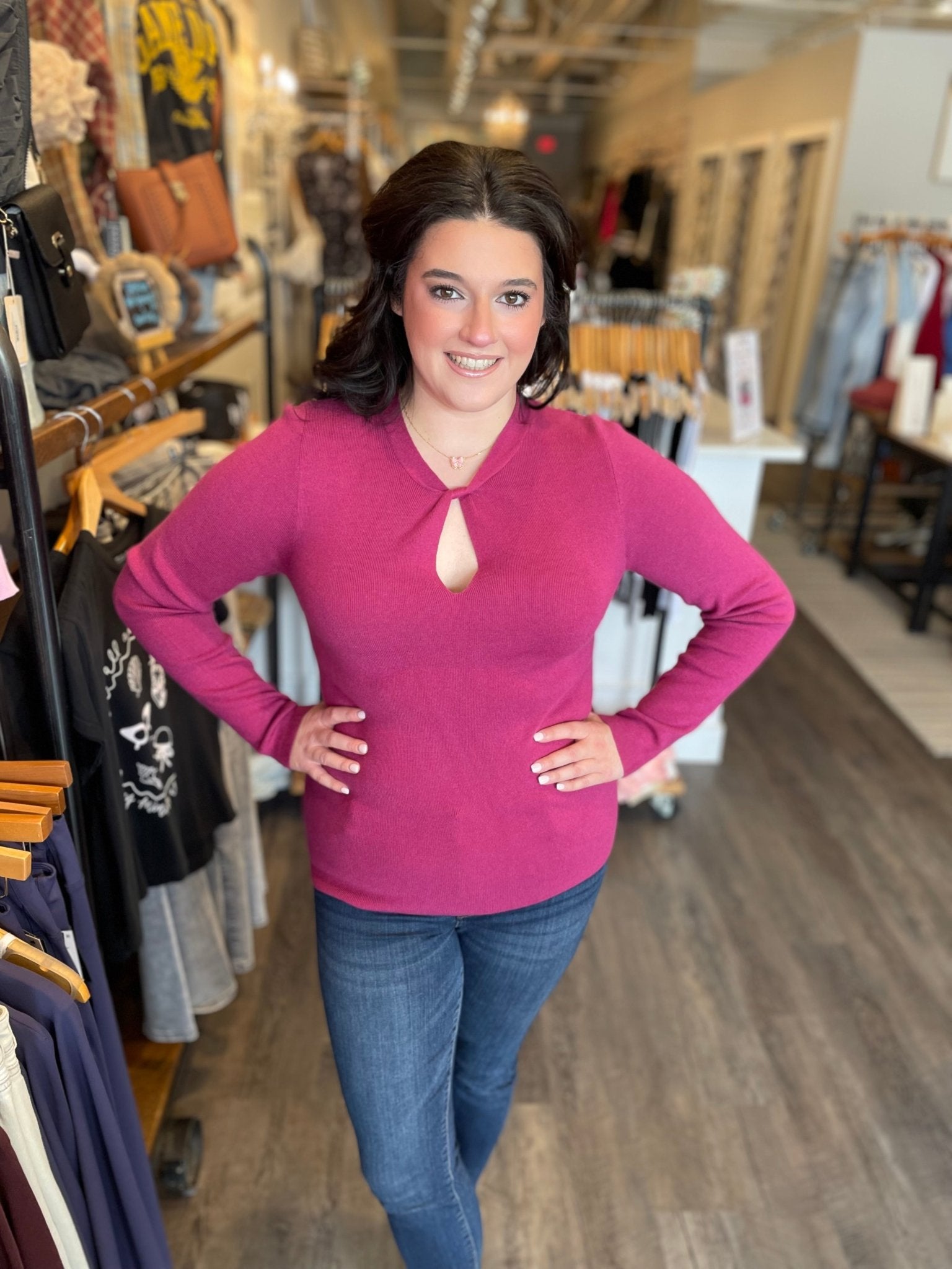 Twisted Neckline Sweater - Mainstream Boutique