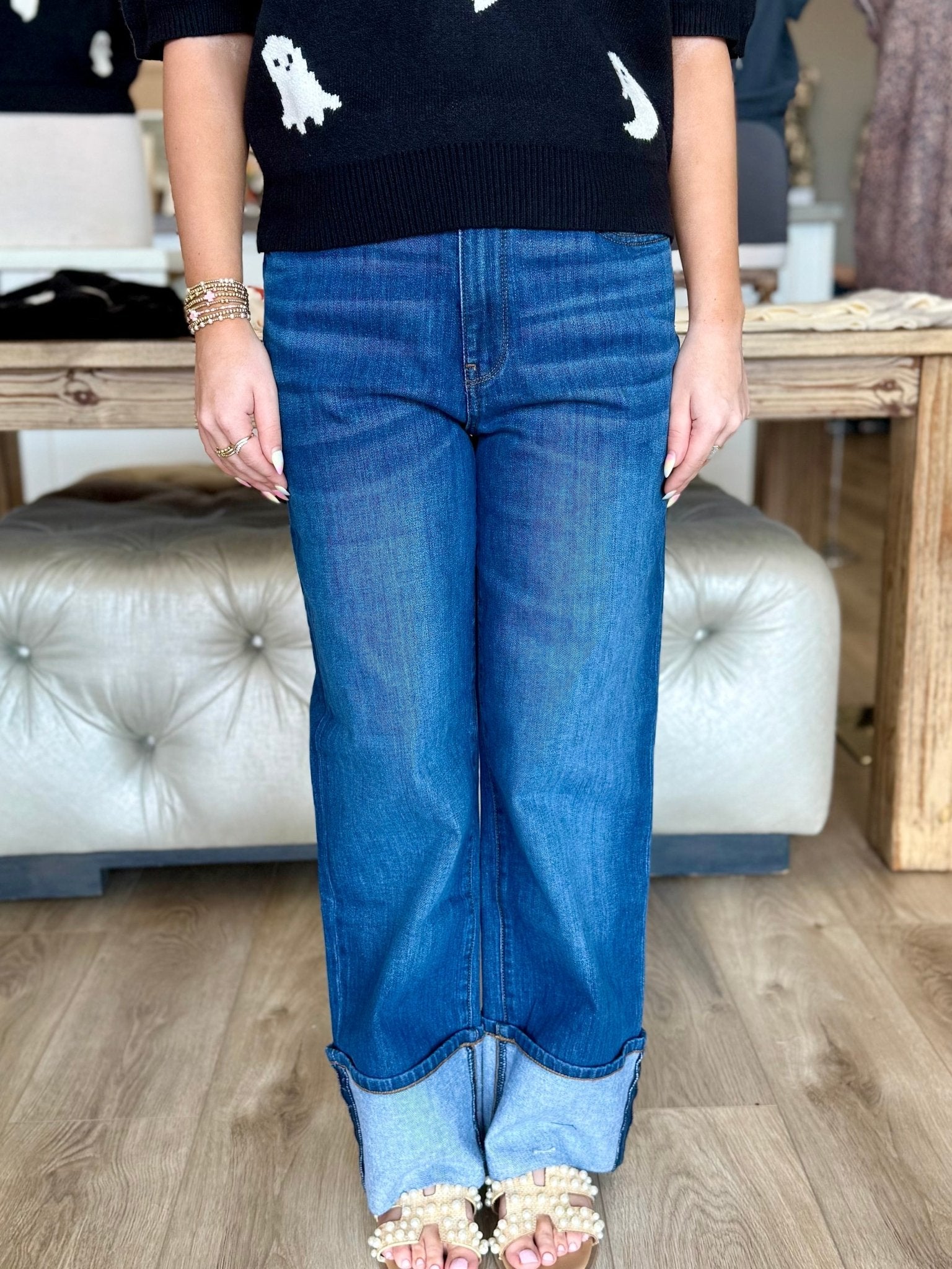 Sienna High Rise Straight Leg - Roll - Mainstream Boutique