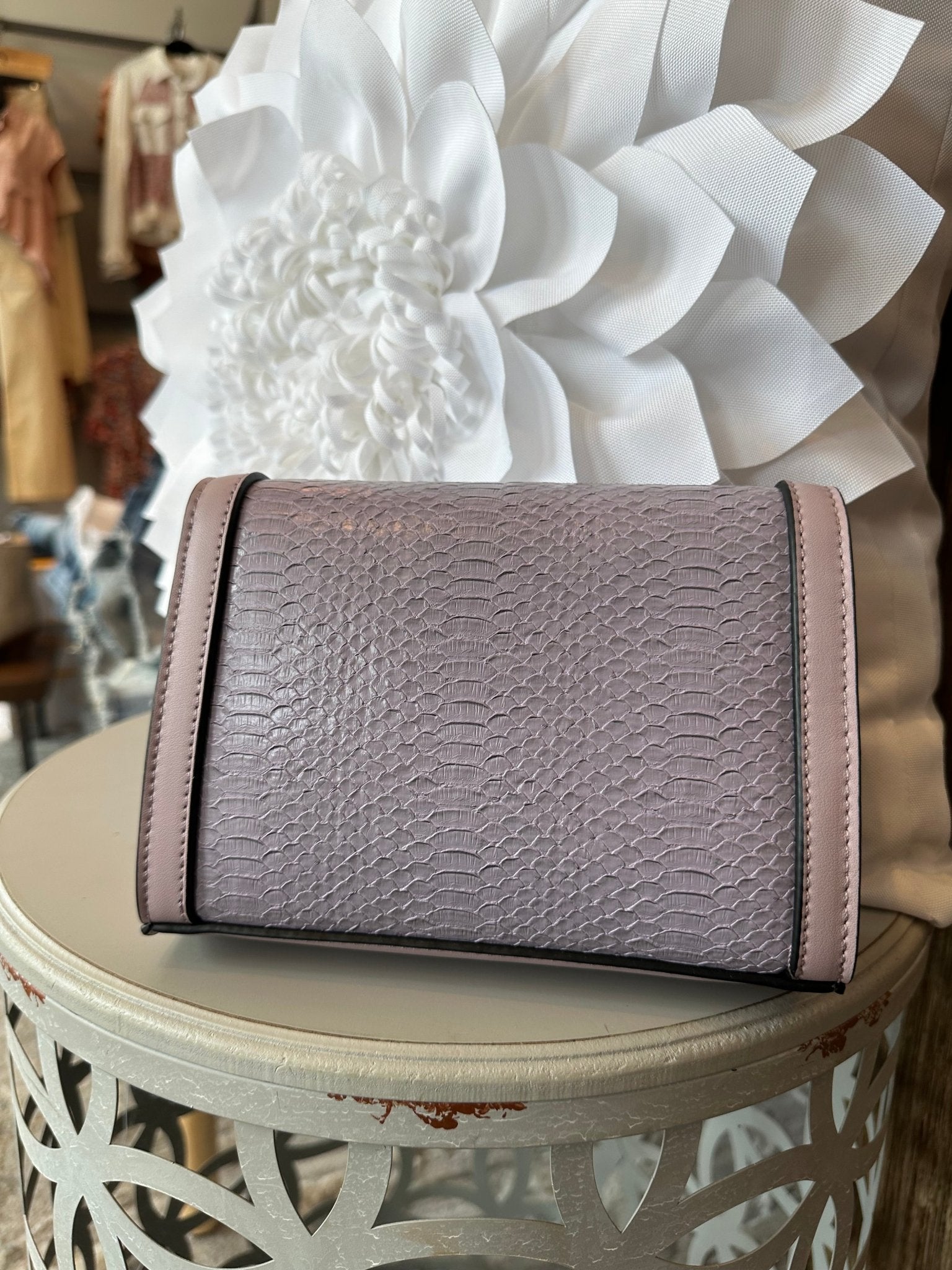 Snap‑Flap Snake Embossed Crossbody - Mainstream Boutique