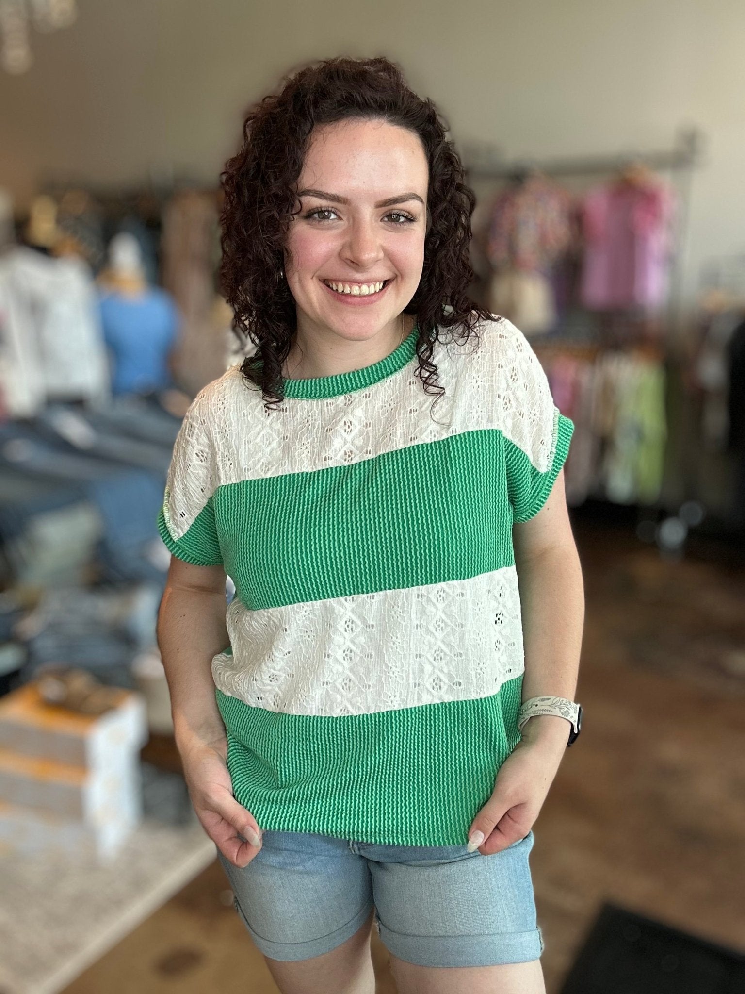 Lace Detail Ribbed Top - Mainstream Boutique