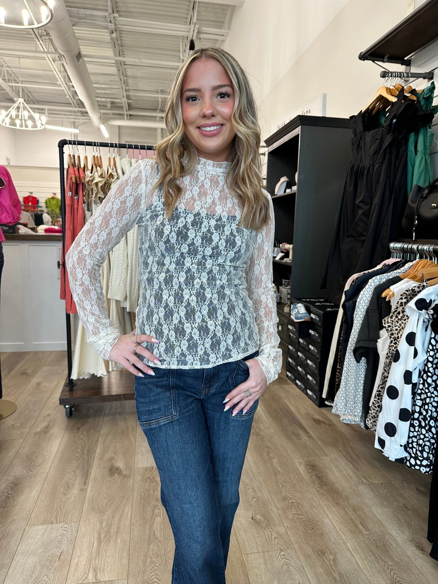 NT12220 - SHEER MOCK NECK LONG SLEEVE - Mainstream Boutique