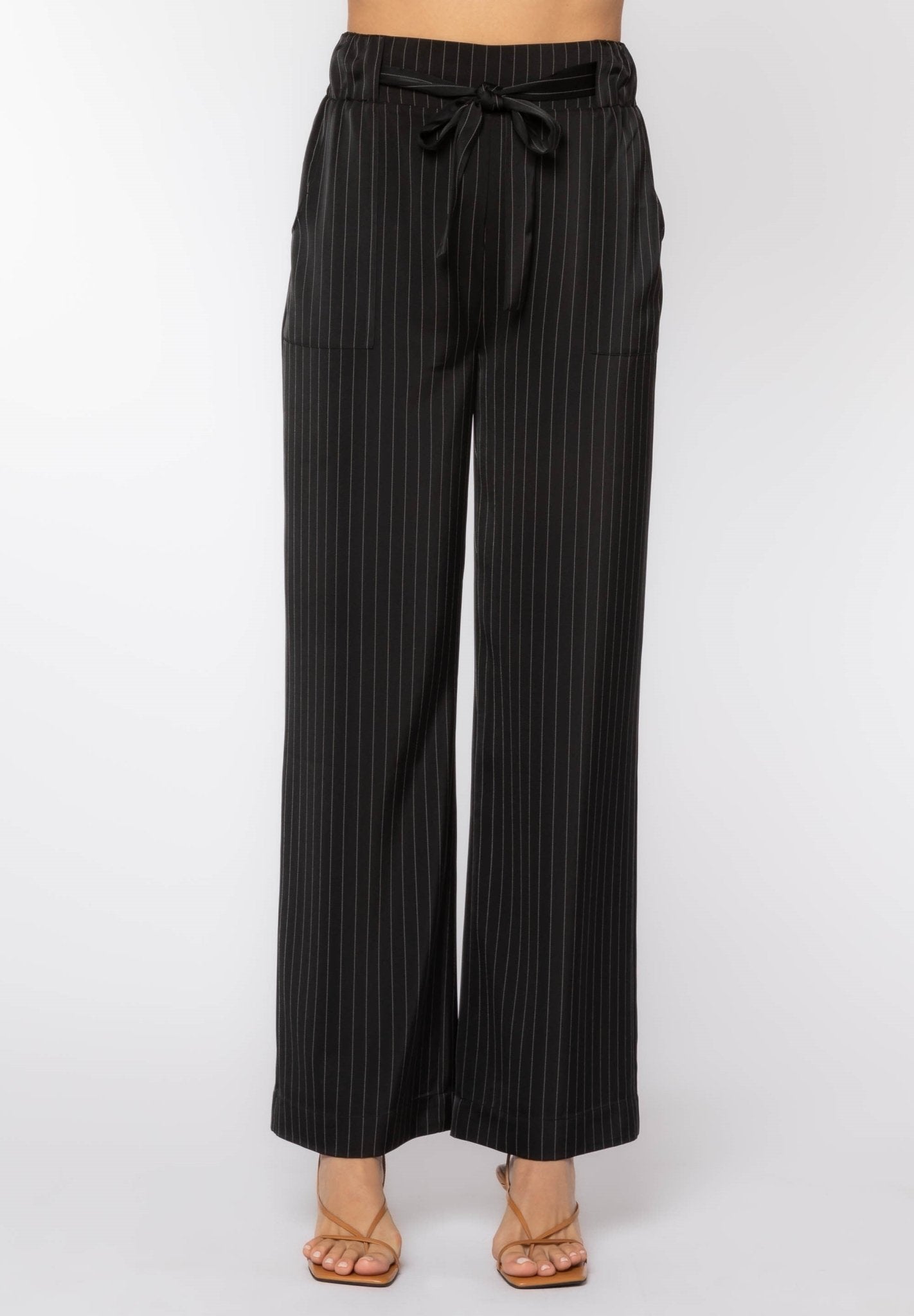 Angeline Black & White Stripe Pants - Mainstream Boutique