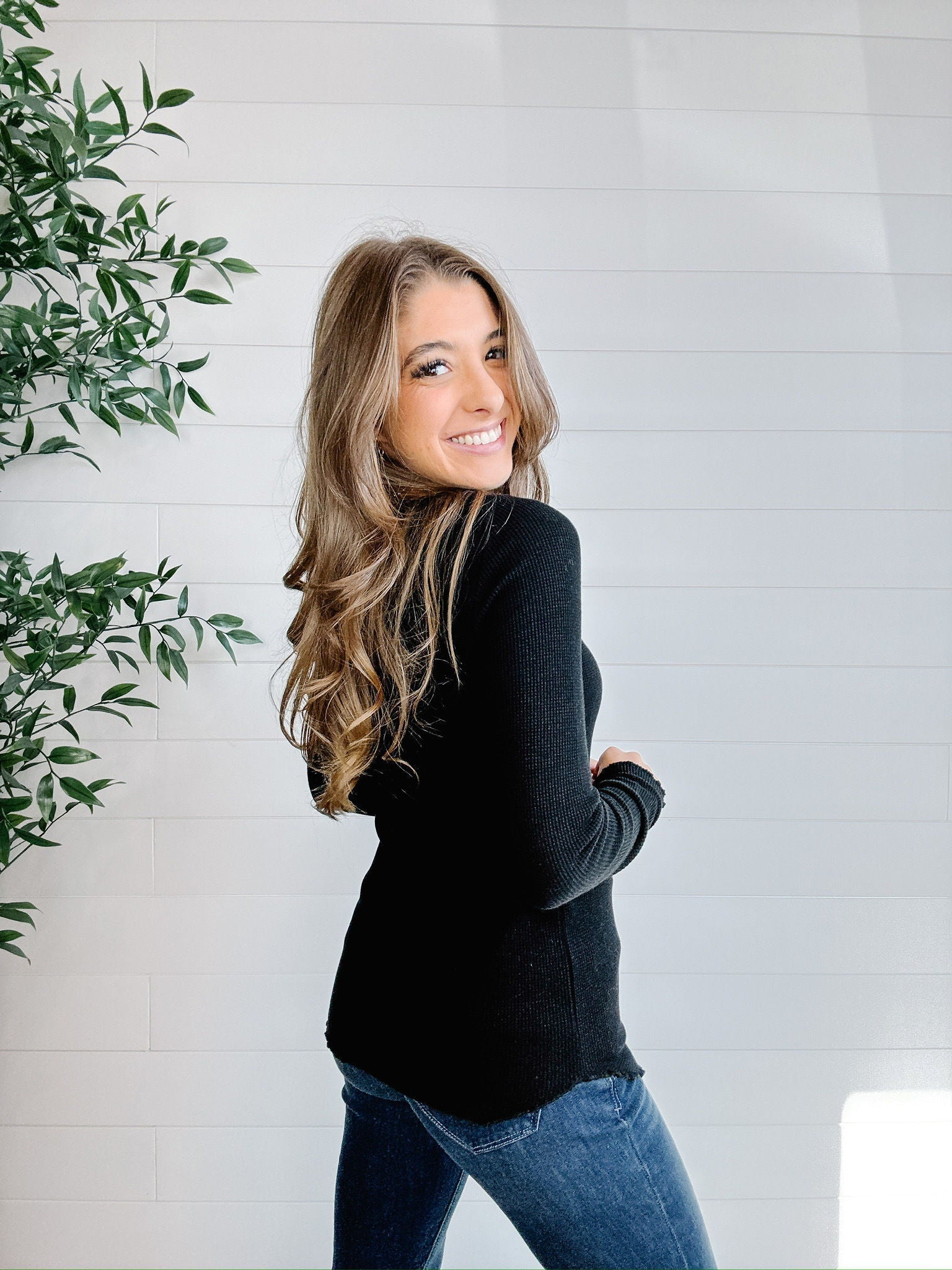 Mac And Me Ribbed Waffle Knit Long Sleeve - Mainstream Boutique