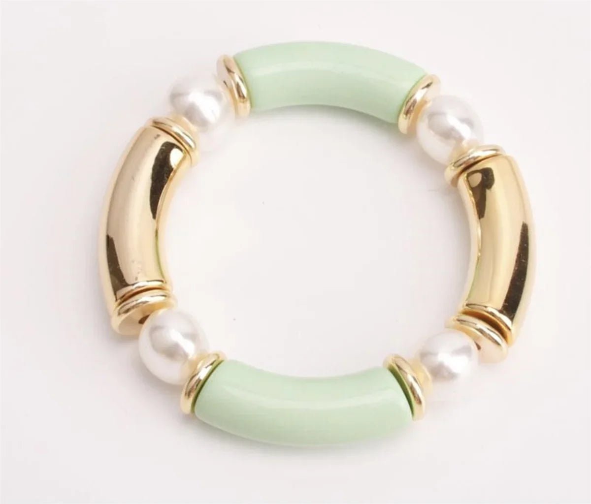 Bamboo Tube And Gold Stretch Bracelet - Mainstream Boutique