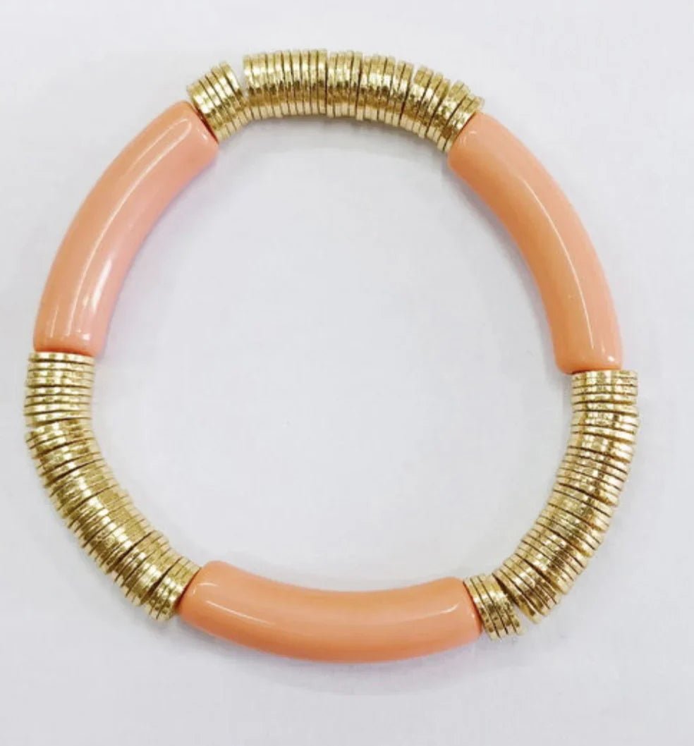 Bamboo Acrylic And Gold Stretch Bracelet - Mainstream Boutique