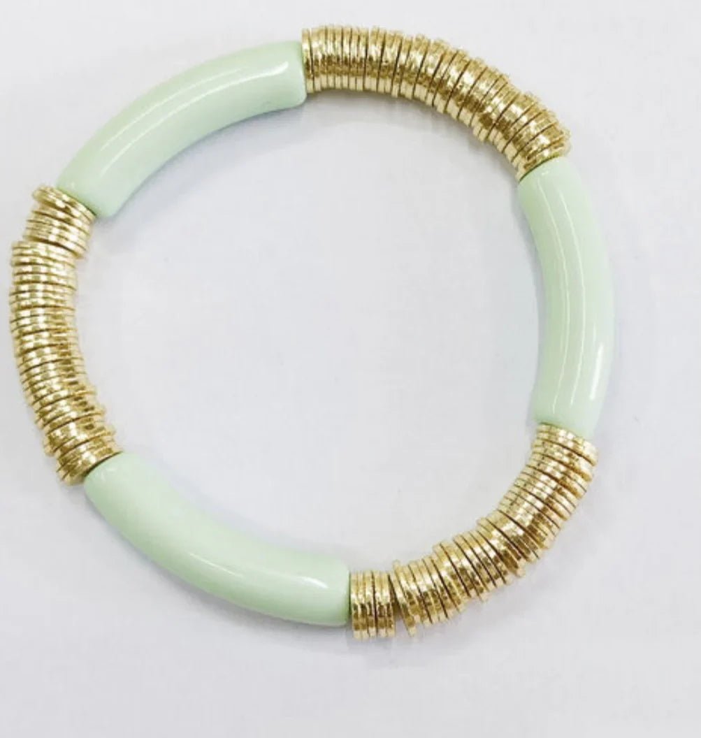 Bamboo Acrylic And Gold Stretch Bracelet - Mainstream Boutique