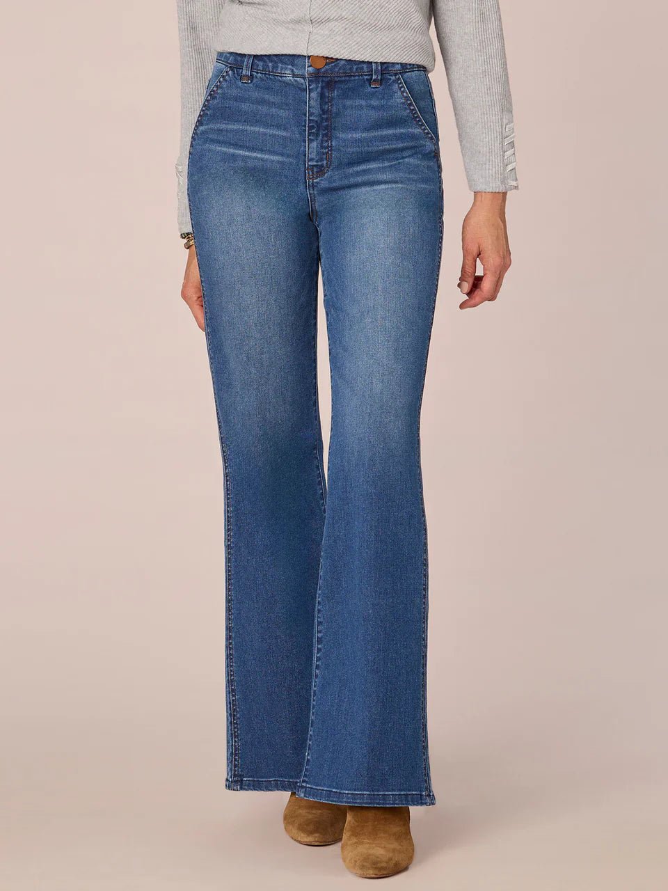 Skyrise Double Side Seam Trouser Detail Bootcut Jeans. - Mainstream Boutique