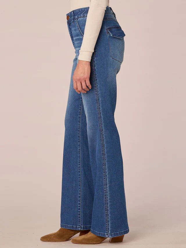 Skyrise Double Side Seam Trouser Detail Bootcut Jeans. - Mainstream Boutique