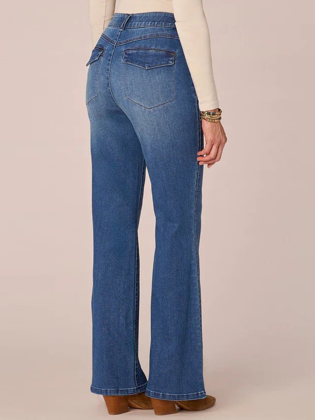 Skyrise Double Side Seam Trouser Detail Bootcut Jeans. - Mainstream Boutique