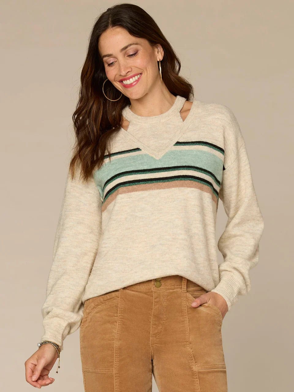 Twofer Sweater With Stripe Detail - Mainstream Boutique