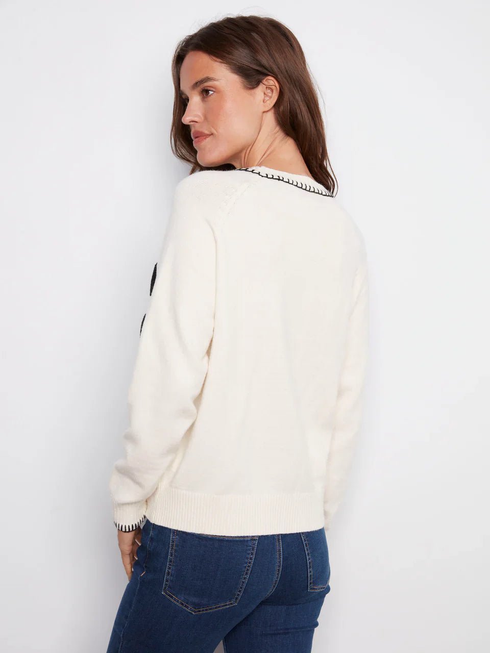 Raglan "Paris" Sweater With Blanket Stitch Trim Detail - Mainstream Boutique