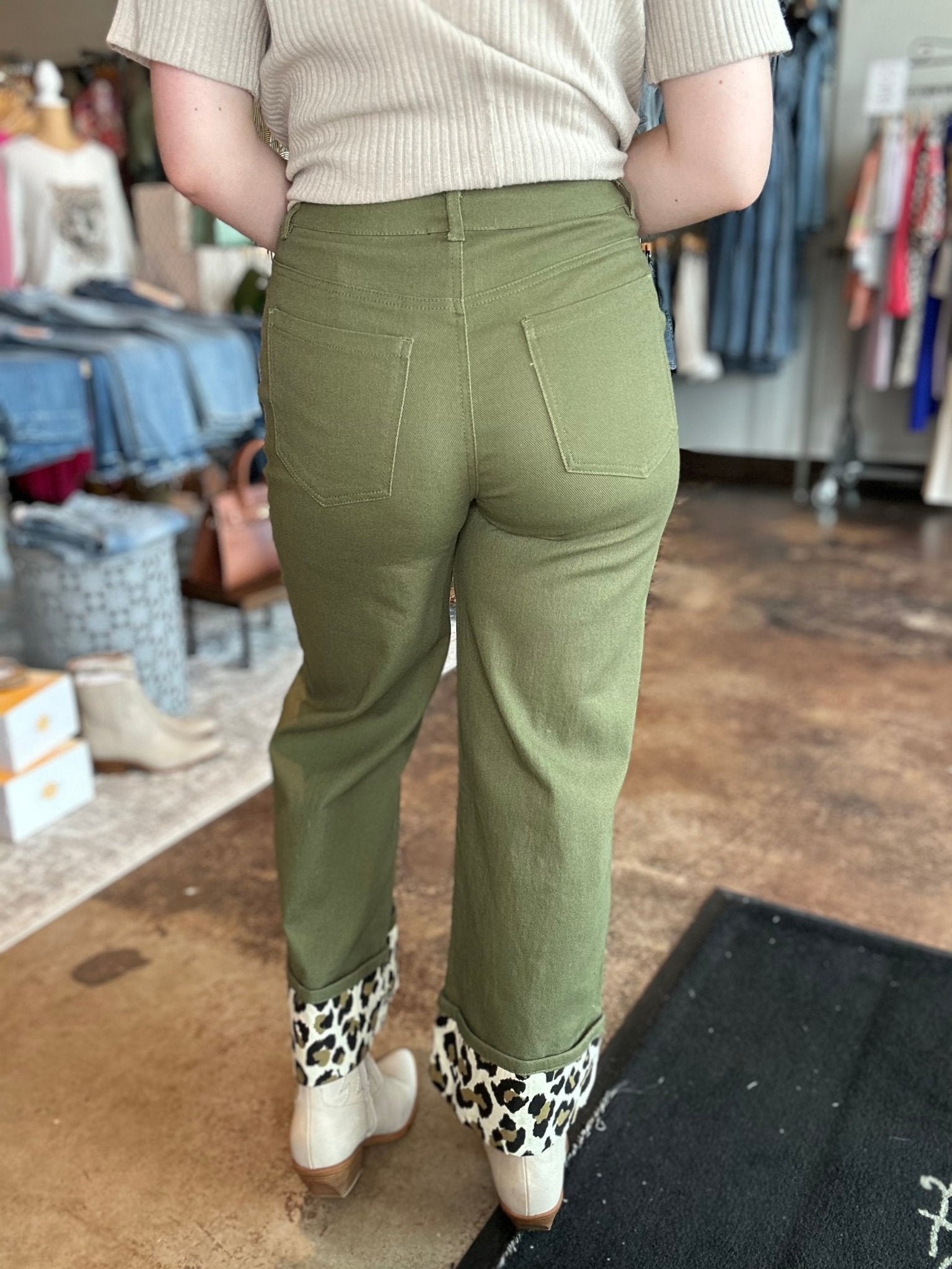 Contrast Cuff Wide Leg Pants - Mainstream Boutique