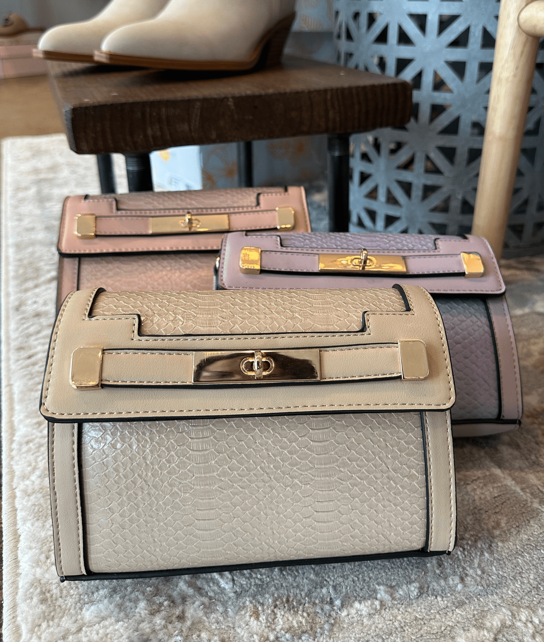 Snap‑Flap Snake Embossed Crossbody - Mainstream Boutique