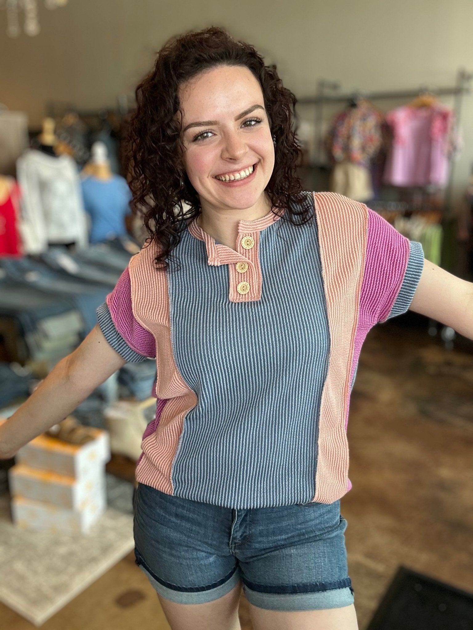 Color Block Twist Rib Top - Mainstream Boutique