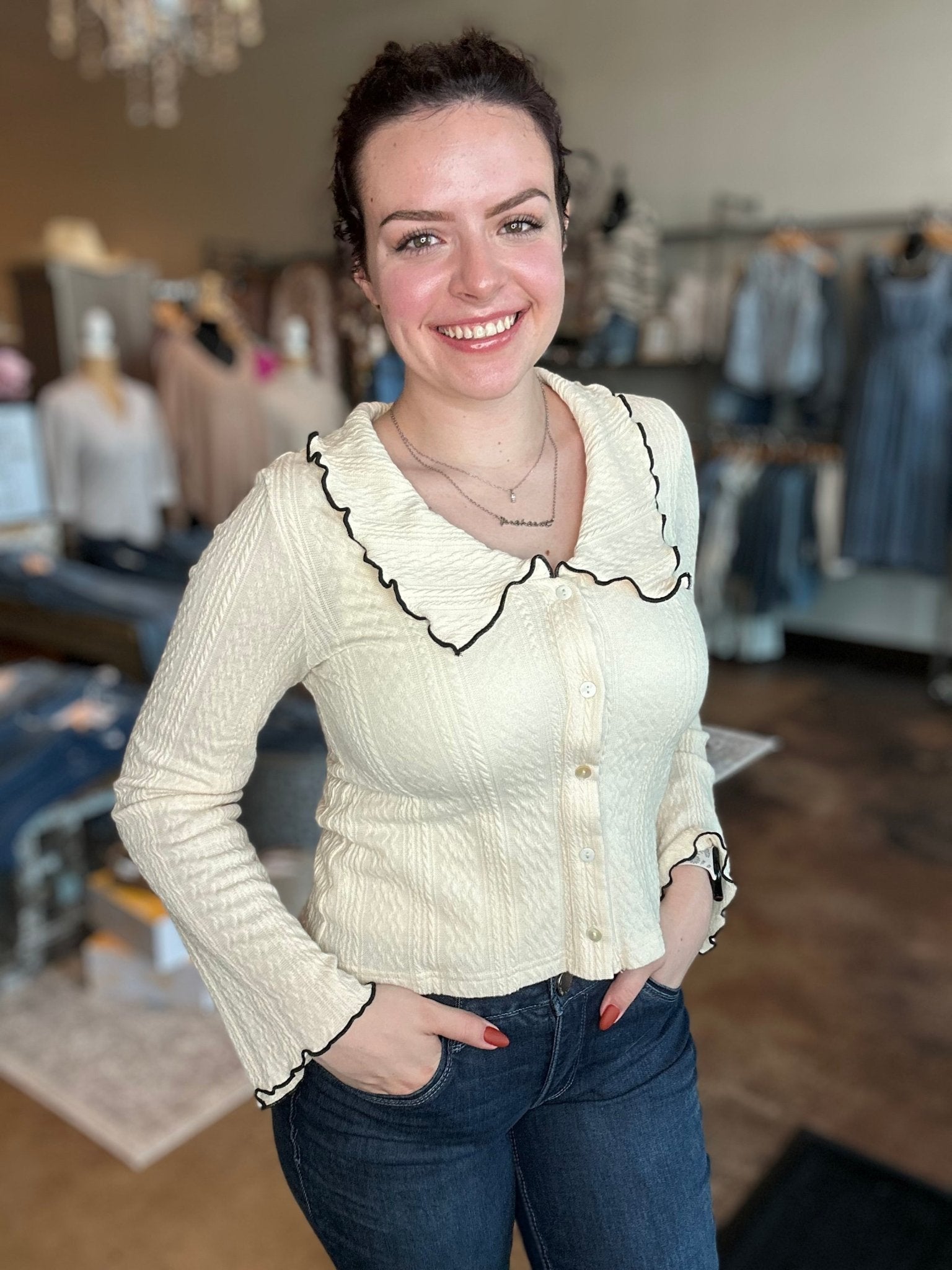 Button Down Solid Knit Top - Mainstream Boutique