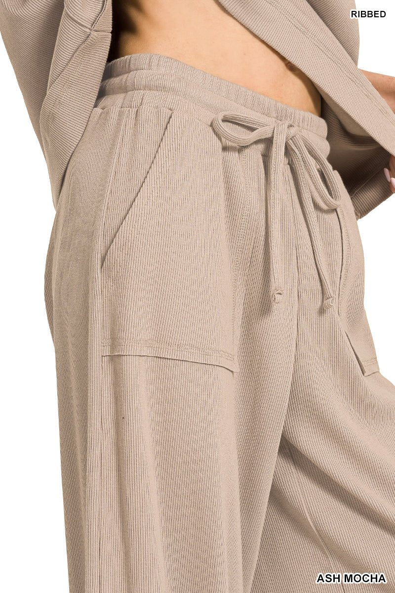 Ribbed Short Sleeve Top & Pants Set - Mainstream Boutique
