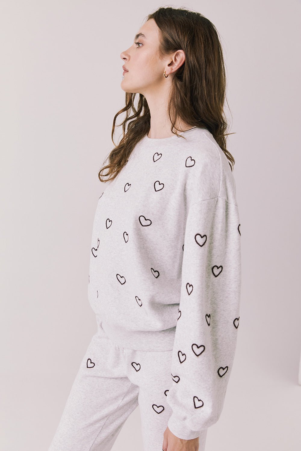 Chaser Tossed Hearts Long Sleeve - Lt. Grey Long Sleeve - Mainstream Boutique