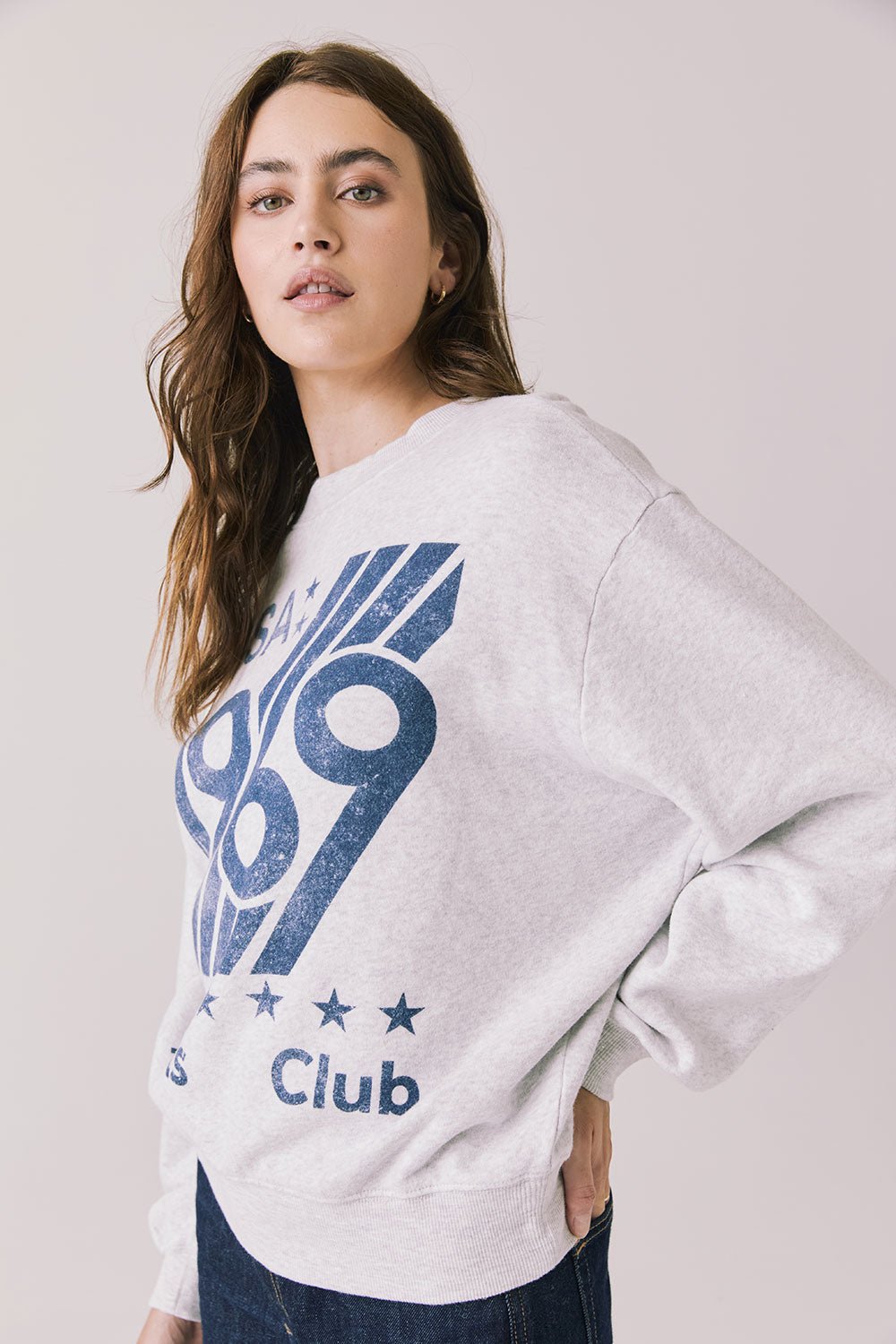 Chaser USA Sports Club Long Sleeve - Lt. Heather Grey - Mainstream Boutique